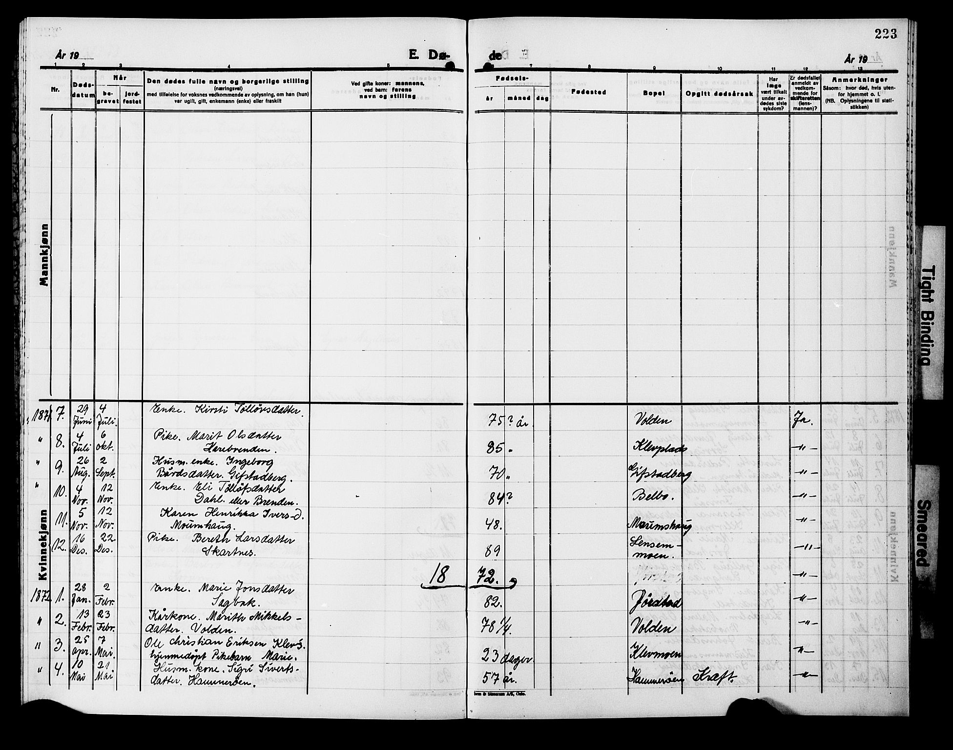 Ministerialprotokoller, klokkerbøker og fødselsregistre - Nord-Trøndelag, SAT/A-1458/749/L0485: Parish register (official) no. 749D01, 1857-1872, p. 223
