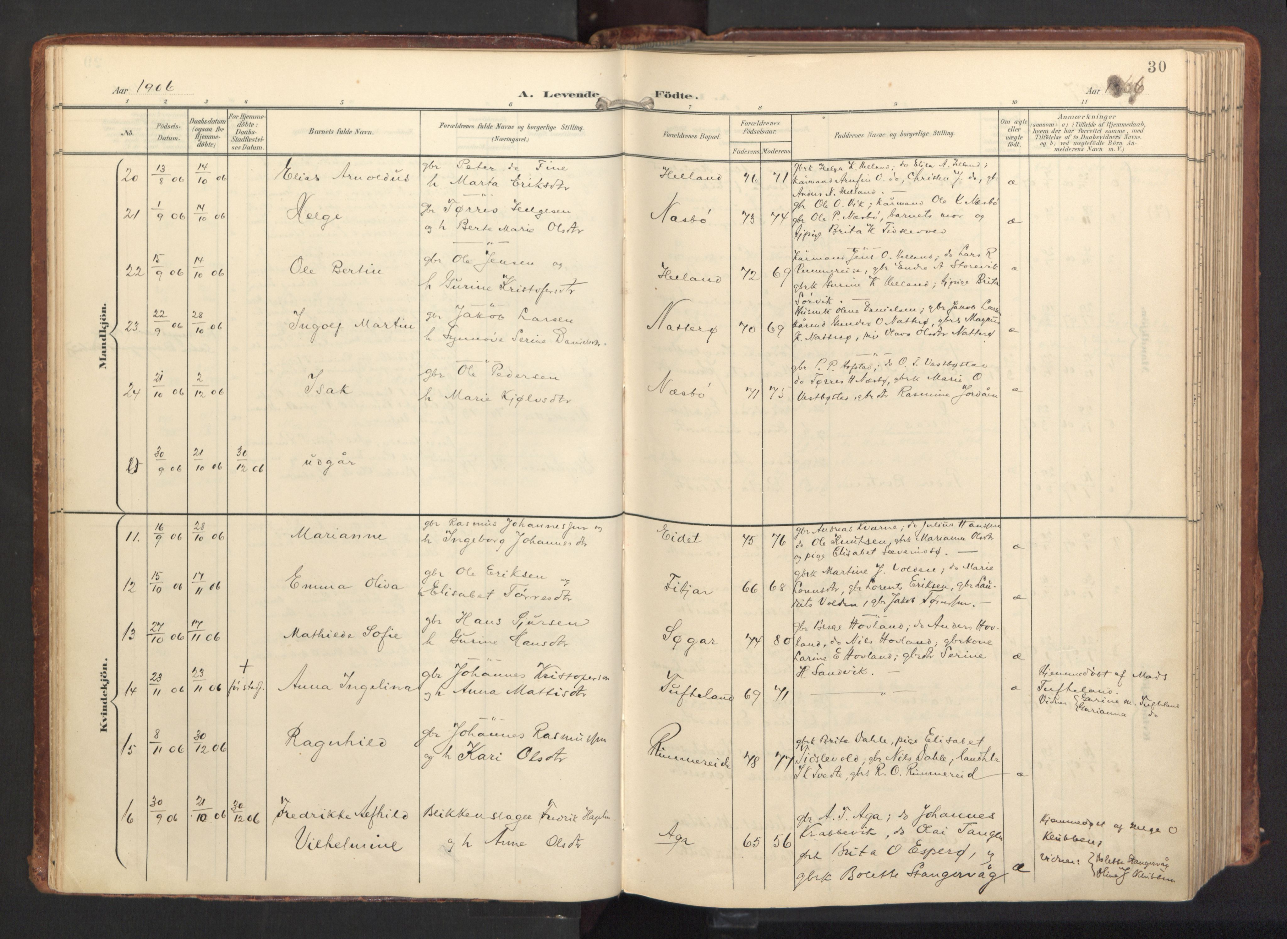 Fitjar sokneprestembete, AV/SAB-A-99926: Parish register (official) no. A 3, 1900-1918, p. 30