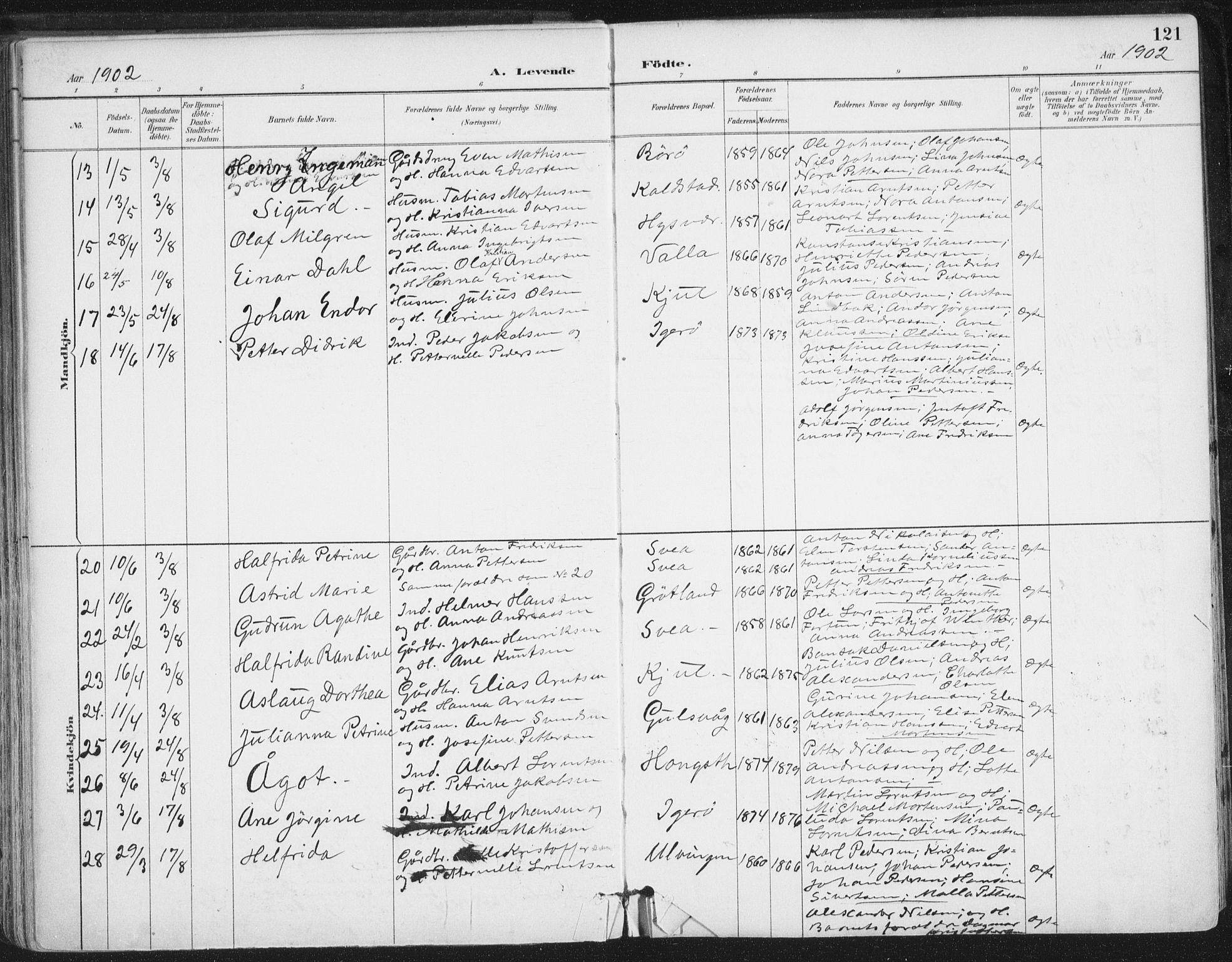 Ministerialprotokoller, klokkerbøker og fødselsregistre - Nordland, AV/SAT-A-1459/816/L0244: Parish register (official) no. 816A10, 1886-1903, p. 121