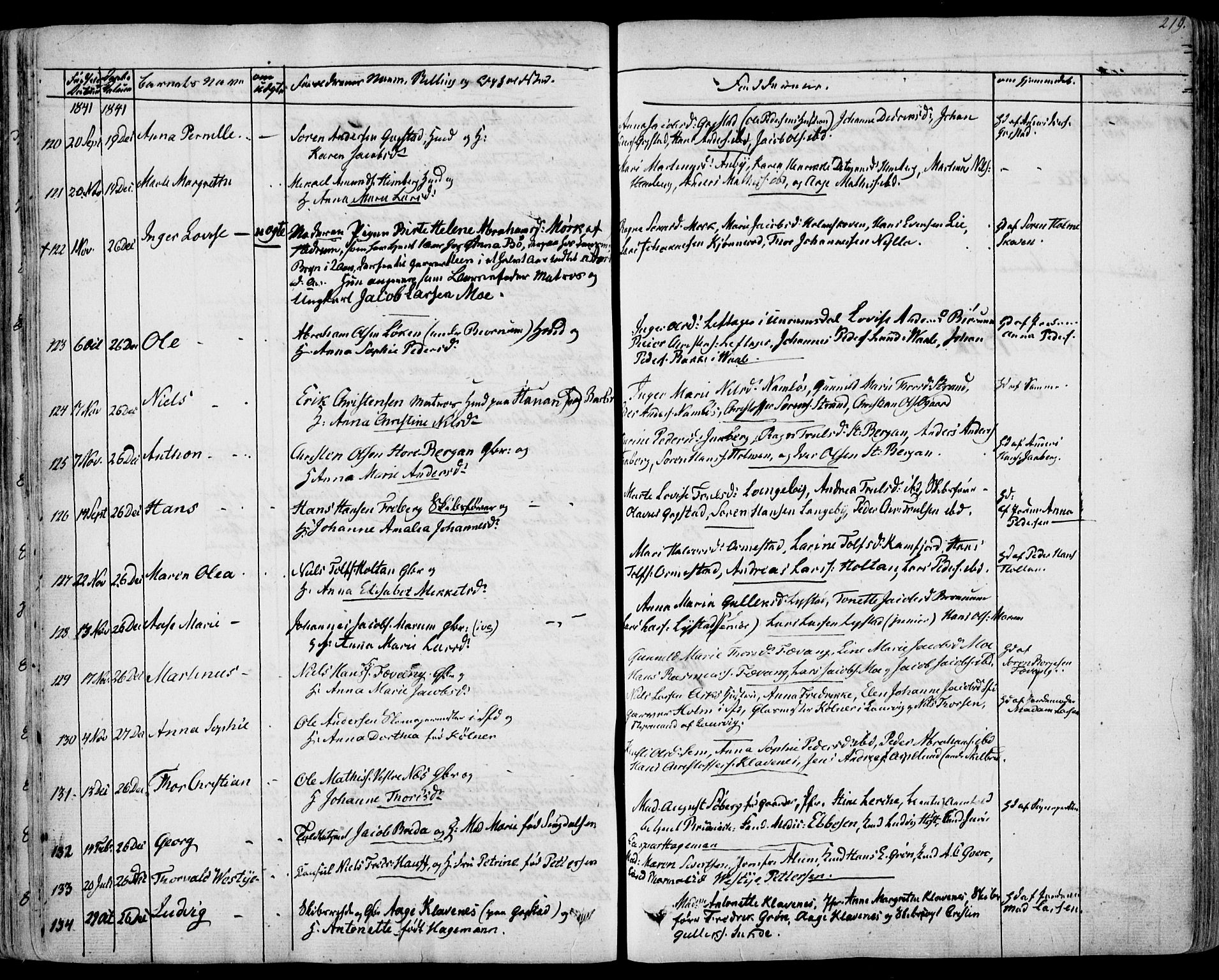 Sandar kirkebøker, SAKO/A-243/F/Fa/L0005: Parish register (official) no. 5, 1832-1847, p. 218-219