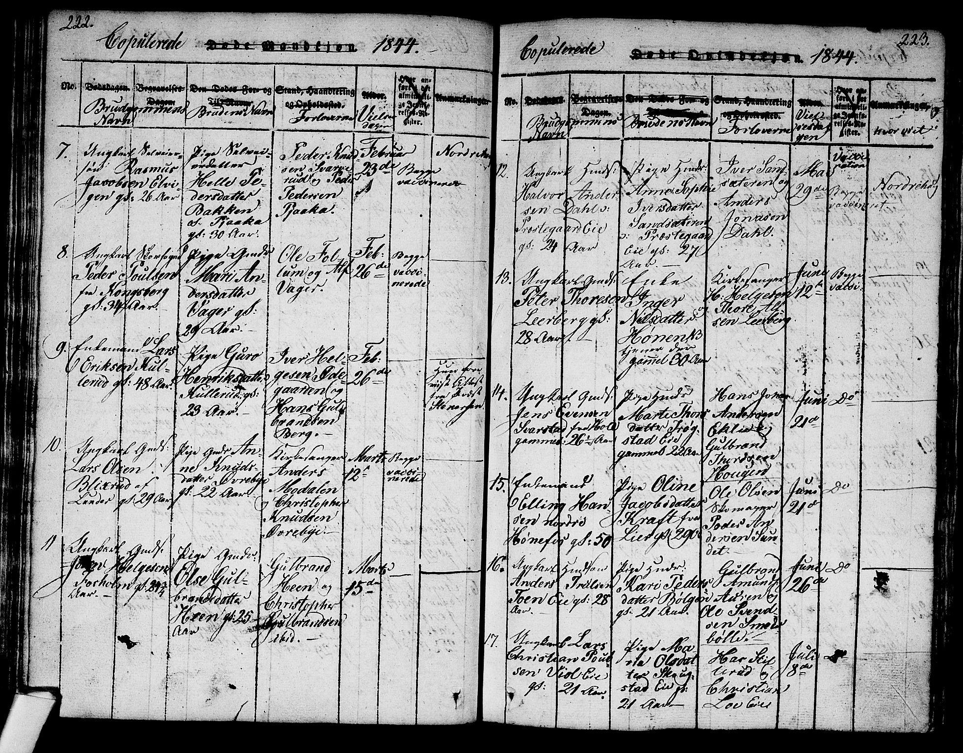 Norderhov kirkebøker, AV/SAKO-A-237/G/Ga/L0003: Parish register (copy) no. I 3 /1, 1814-1876, p. 222-223