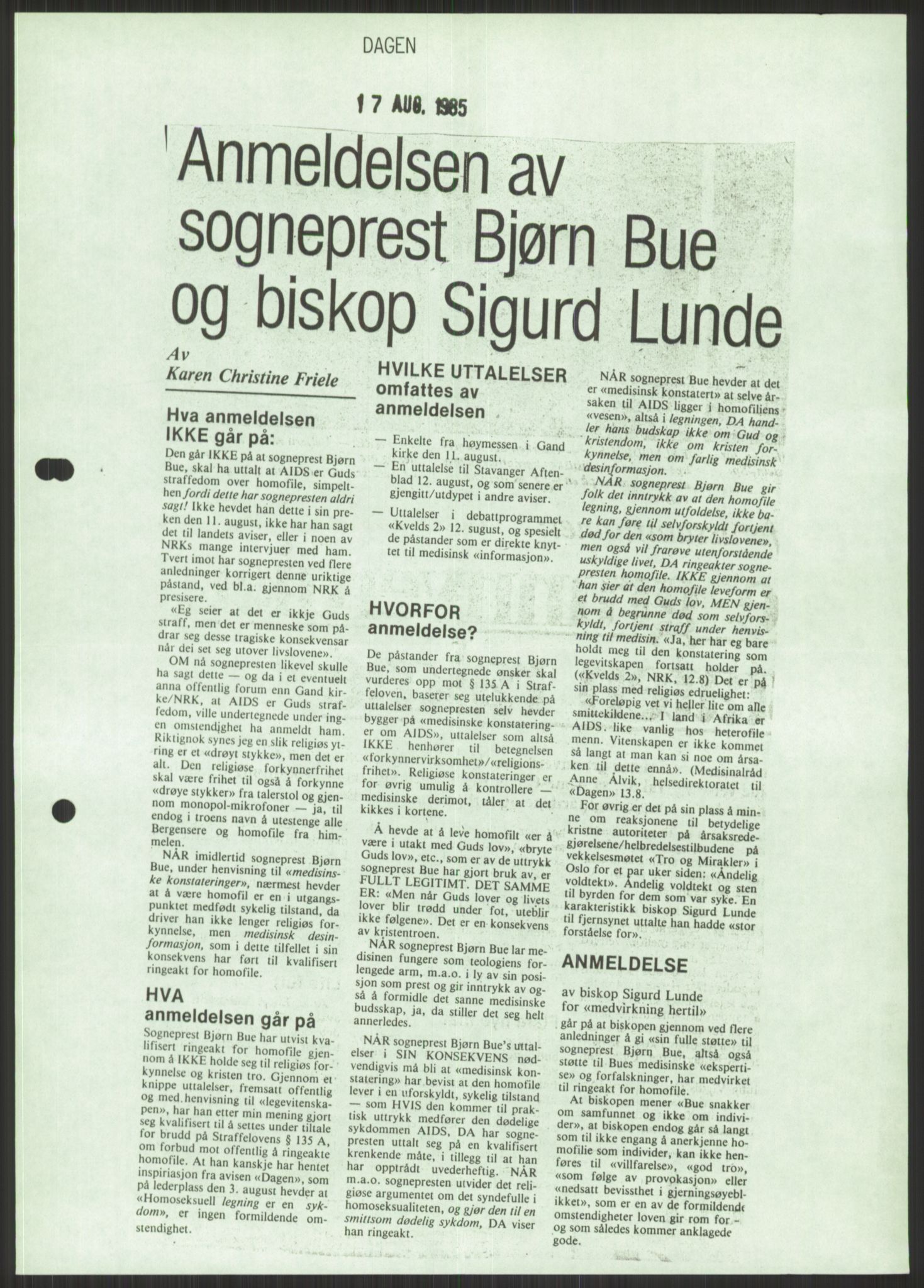 Det Norske Forbundet av 1948/Landsforeningen for Lesbisk og Homofil Frigjøring, AV/RA-PA-1216/D/Dd/L0001: Diskriminering, 1973-1991, p. 379