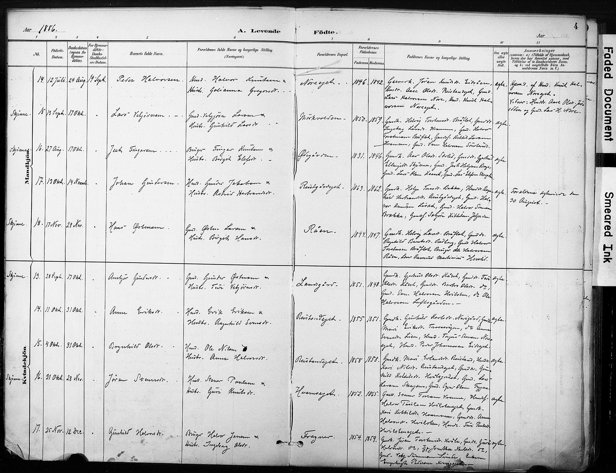 Nore kirkebøker, AV/SAKO-A-238/F/Fb/L0002: Parish register (official) no. II 2, 1886-1906, p. 4