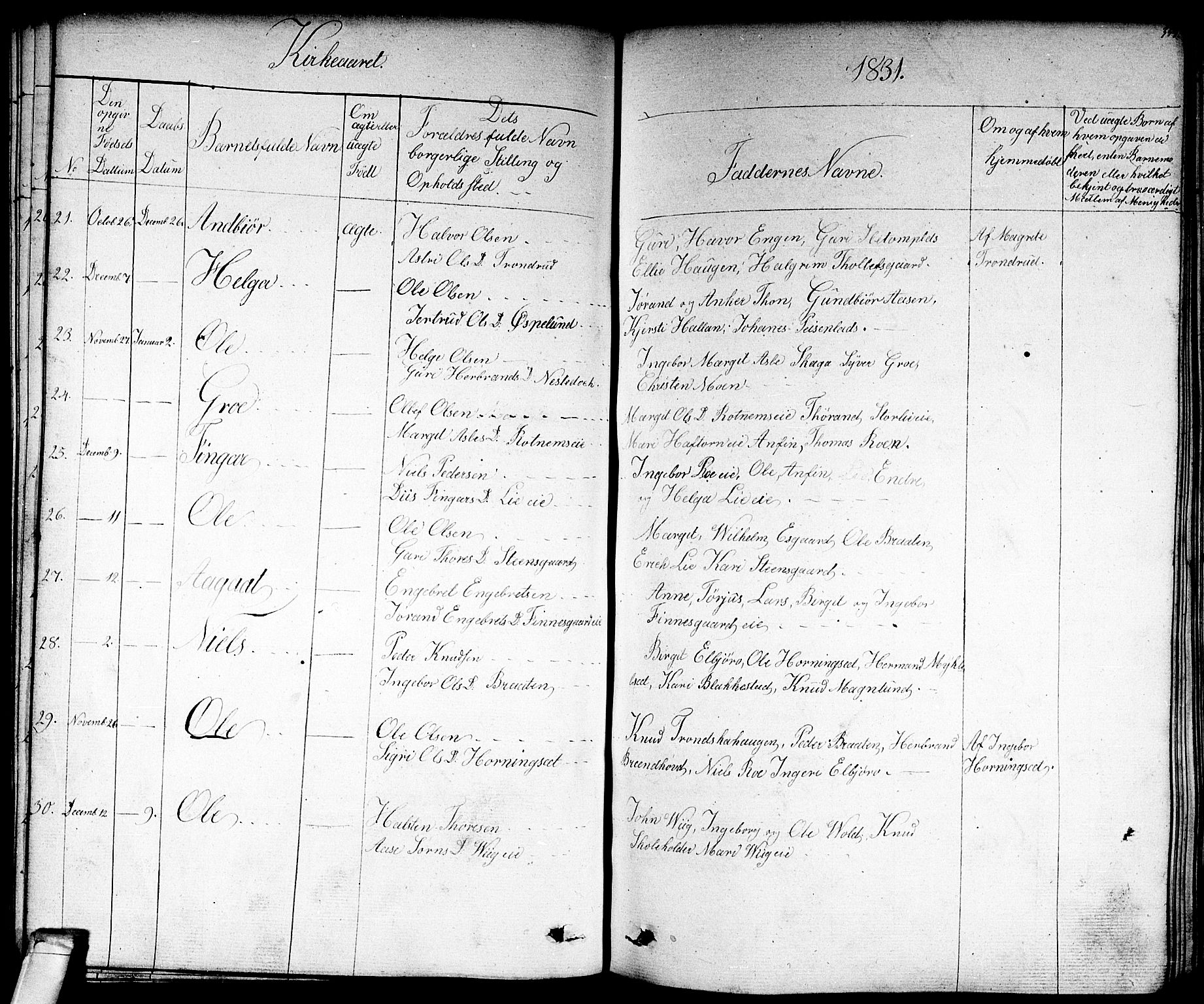 Nes kirkebøker, AV/SAKO-A-236/F/Fa/L0008: Parish register (official) no. 8, 1824-1834, p. 352-353