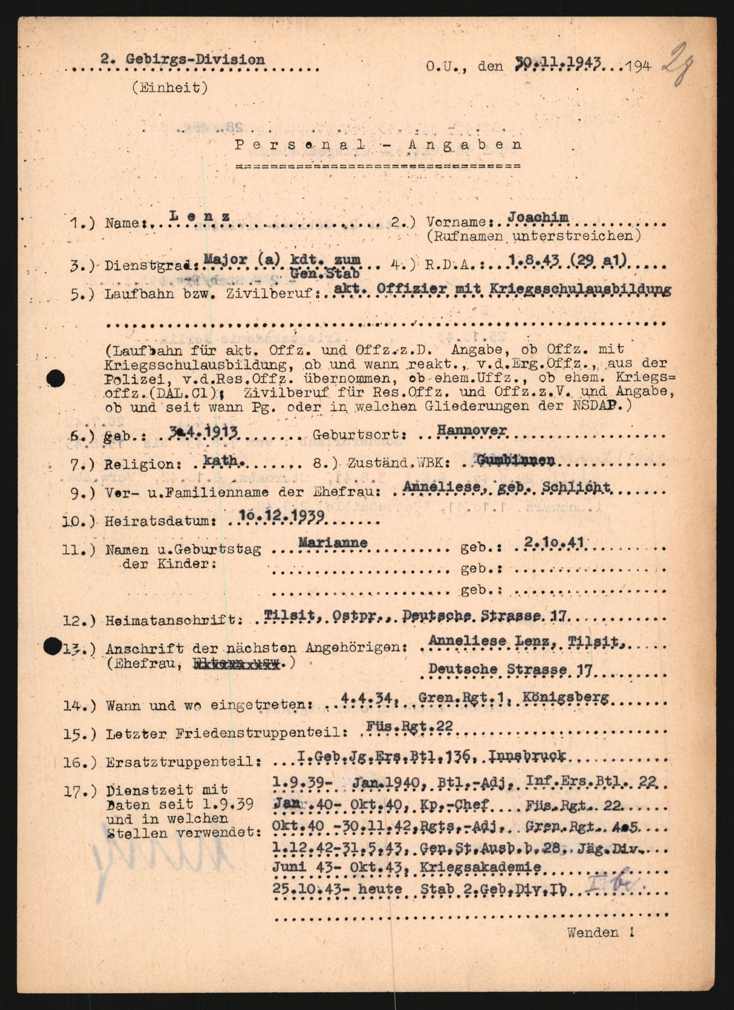 Forsvarets Overkommando. 2 kontor. Arkiv 11.4. Spredte tyske arkivsaker, AV/RA-RAFA-7031/D/Dar/Dara/L0018: Personalbøker, 1940-1945, p. 1059