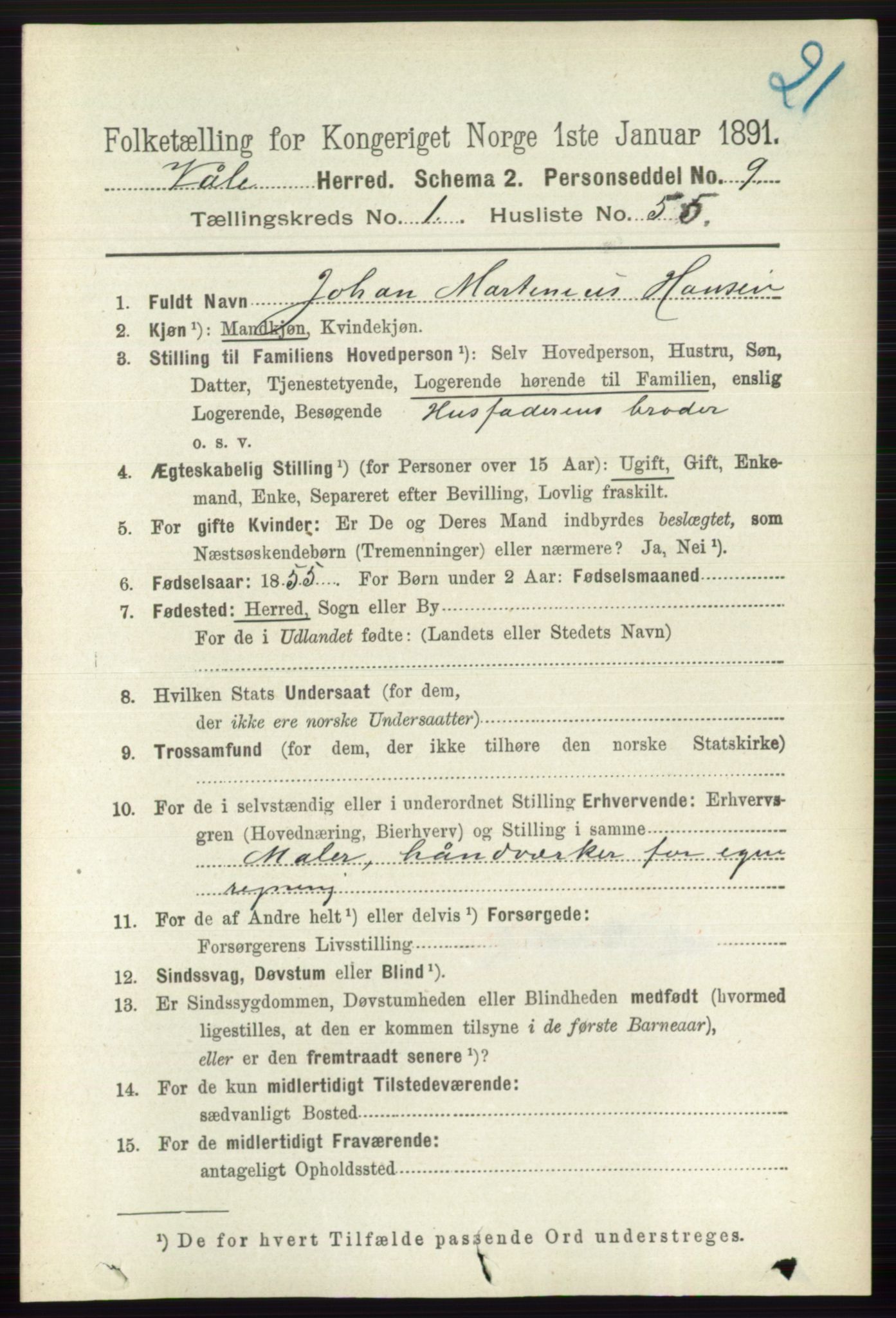 RA, 1891 census for 0716 Våle, 1891, p. 417