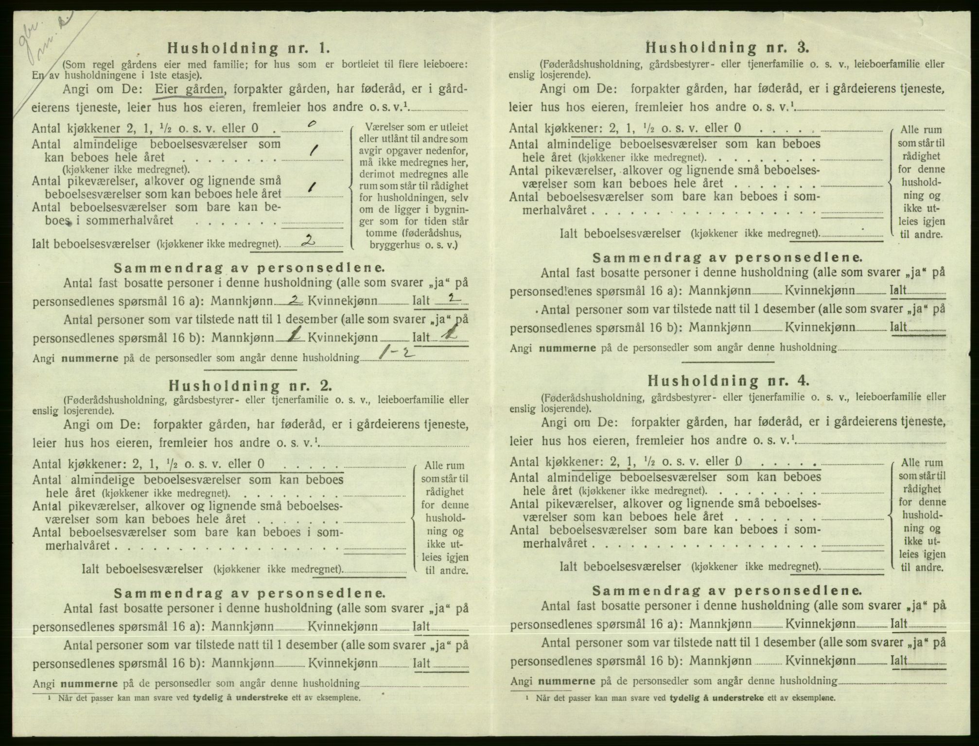 SAB, 1920 census for Voss, 1920, p. 1050