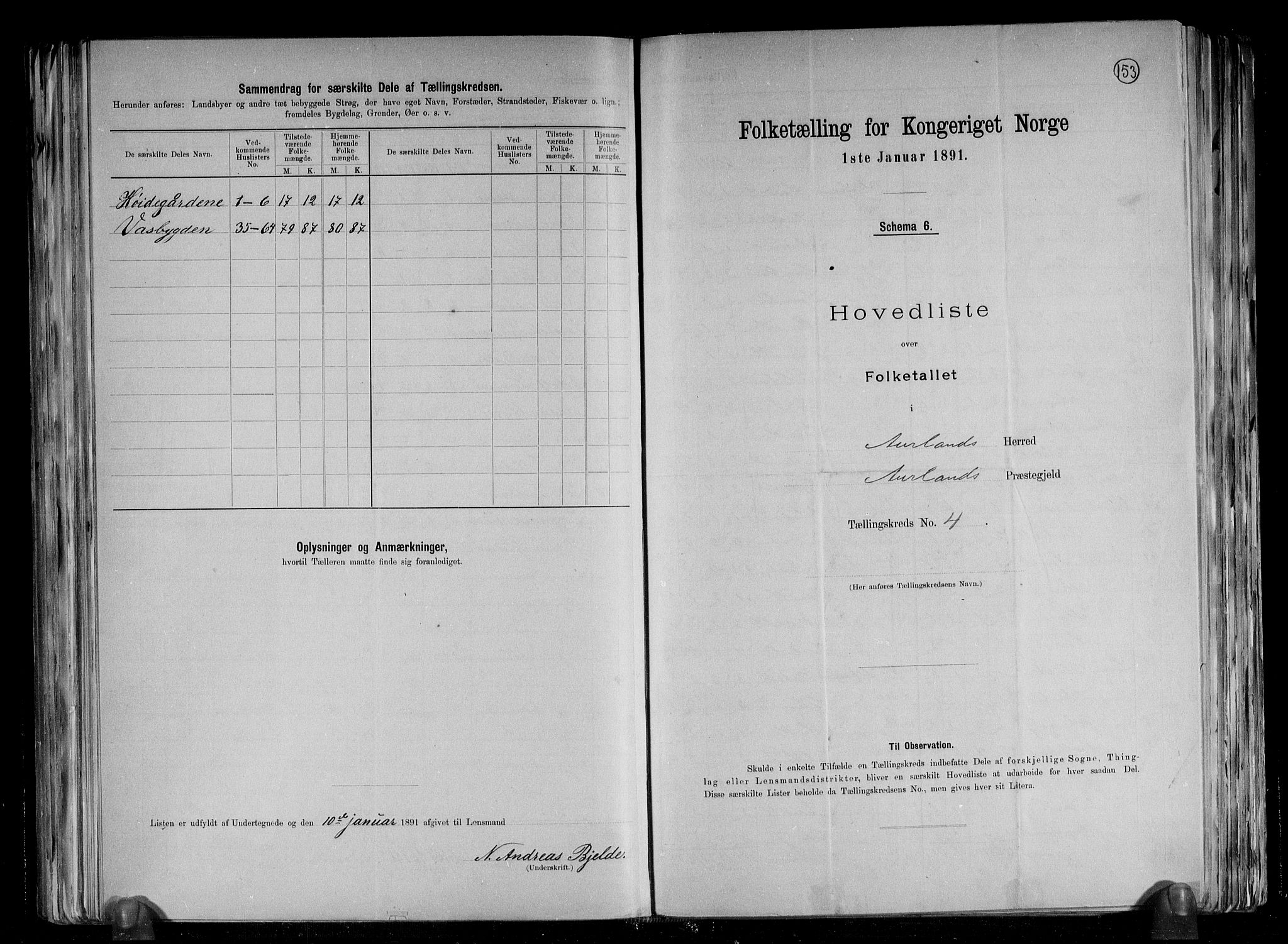 RA, 1891 census for 1421 Aurland, 1891, p. 12