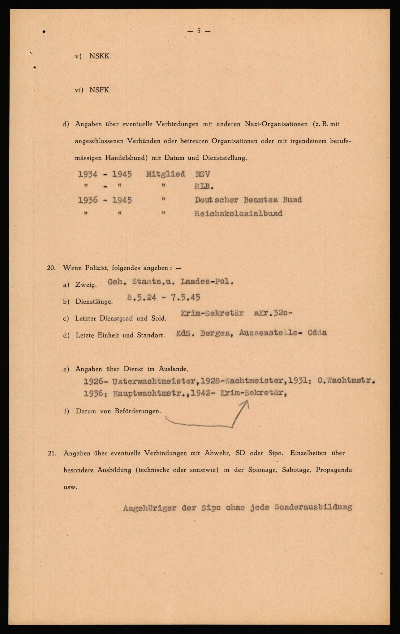 Forsvaret, Forsvarets overkommando II, AV/RA-RAFA-3915/D/Db/L0034: CI Questionaires. Tyske okkupasjonsstyrker i Norge. Tyskere., 1945-1946, p. 361