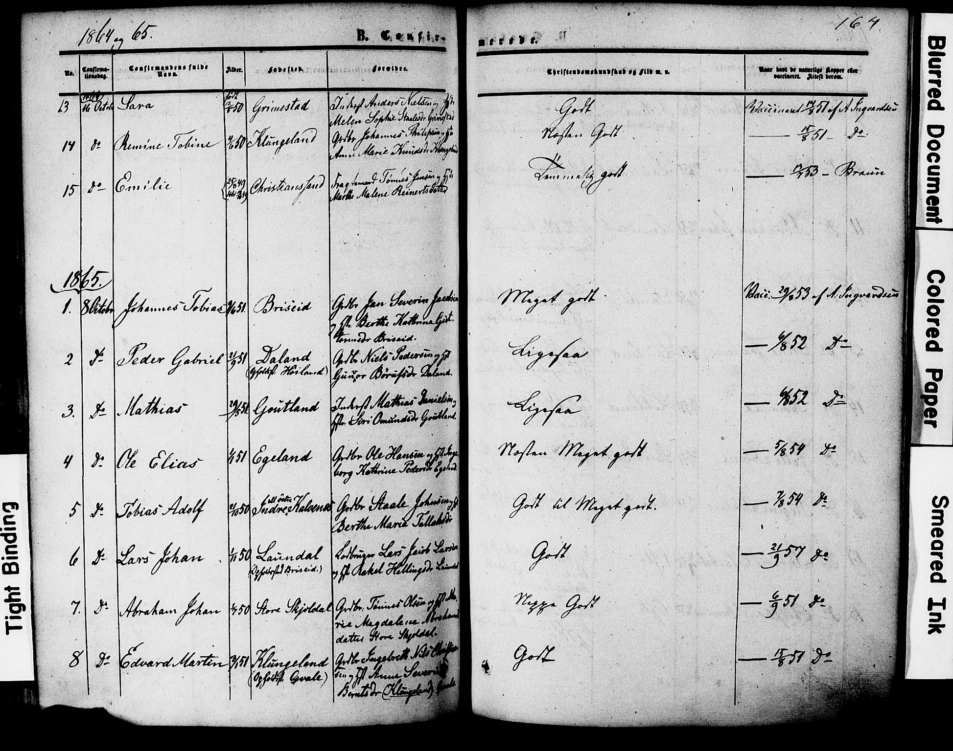 Herad sokneprestkontor, AV/SAK-1111-0018/F/Fa/Faa/L0005: Parish register (official) no. A 5, 1853-1886, p. 164