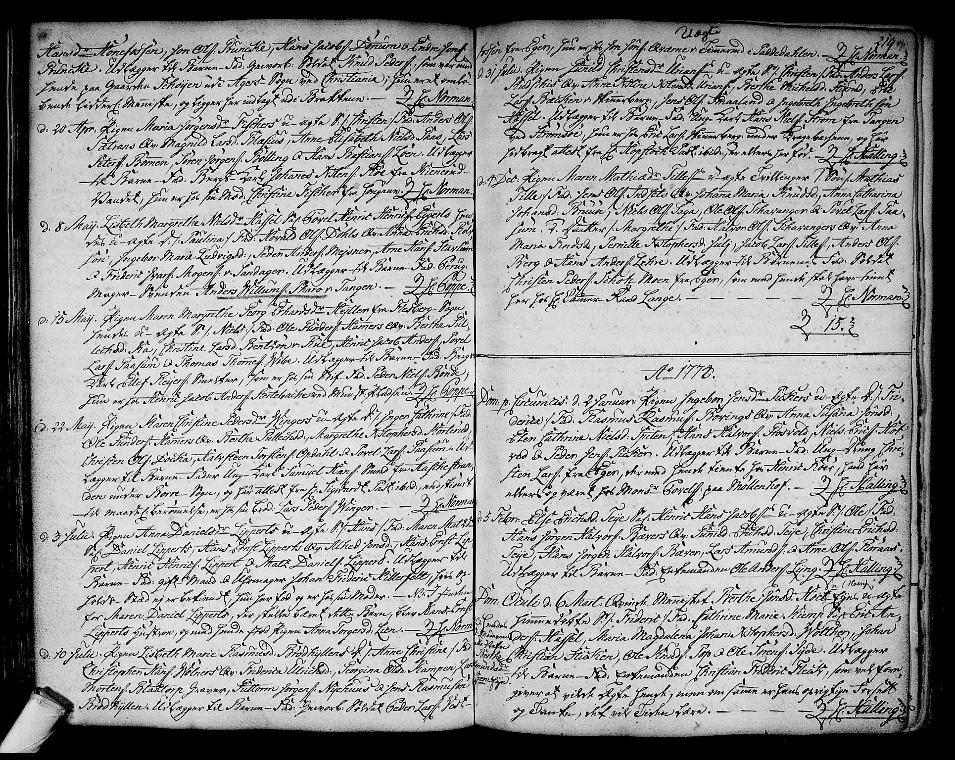 Kongsberg kirkebøker, SAKO/A-22/F/Fa/L0005: Parish register (official) no. I 5, 1769-1782, p. 219