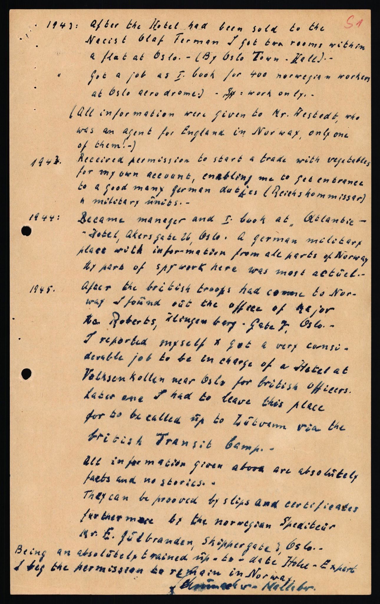 Forsvaret, Forsvarets overkommando II, RA/RAFA-3915/D/Db/L0030: CI Questionaires. Tyske okkupasjonsstyrker i Norge. Tyskere., 1945-1946, p. 463