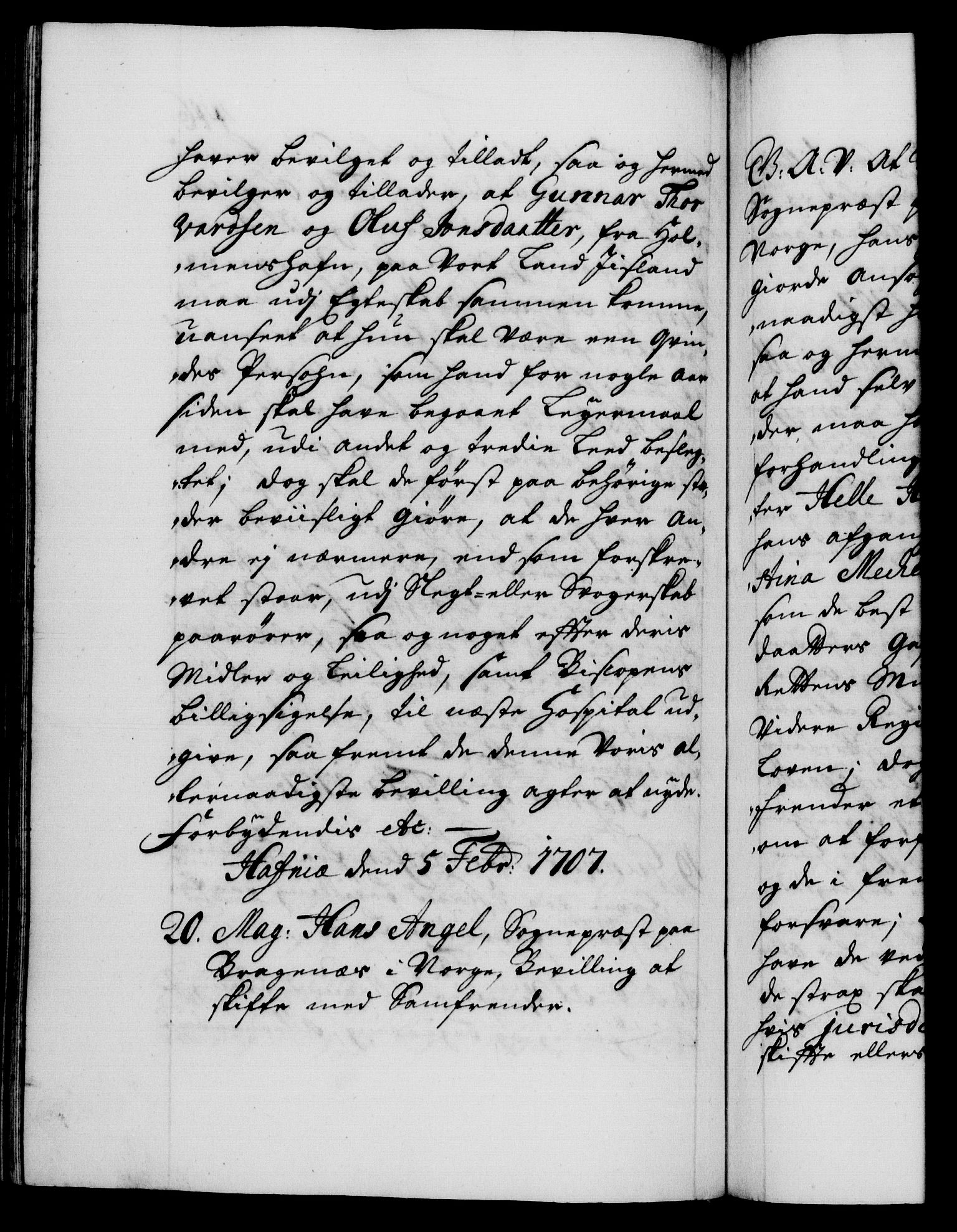 Danske Kanselli 1572-1799, AV/RA-EA-3023/F/Fc/Fca/Fcaa/L0019: Norske registre, 1704-1707, p. 446b