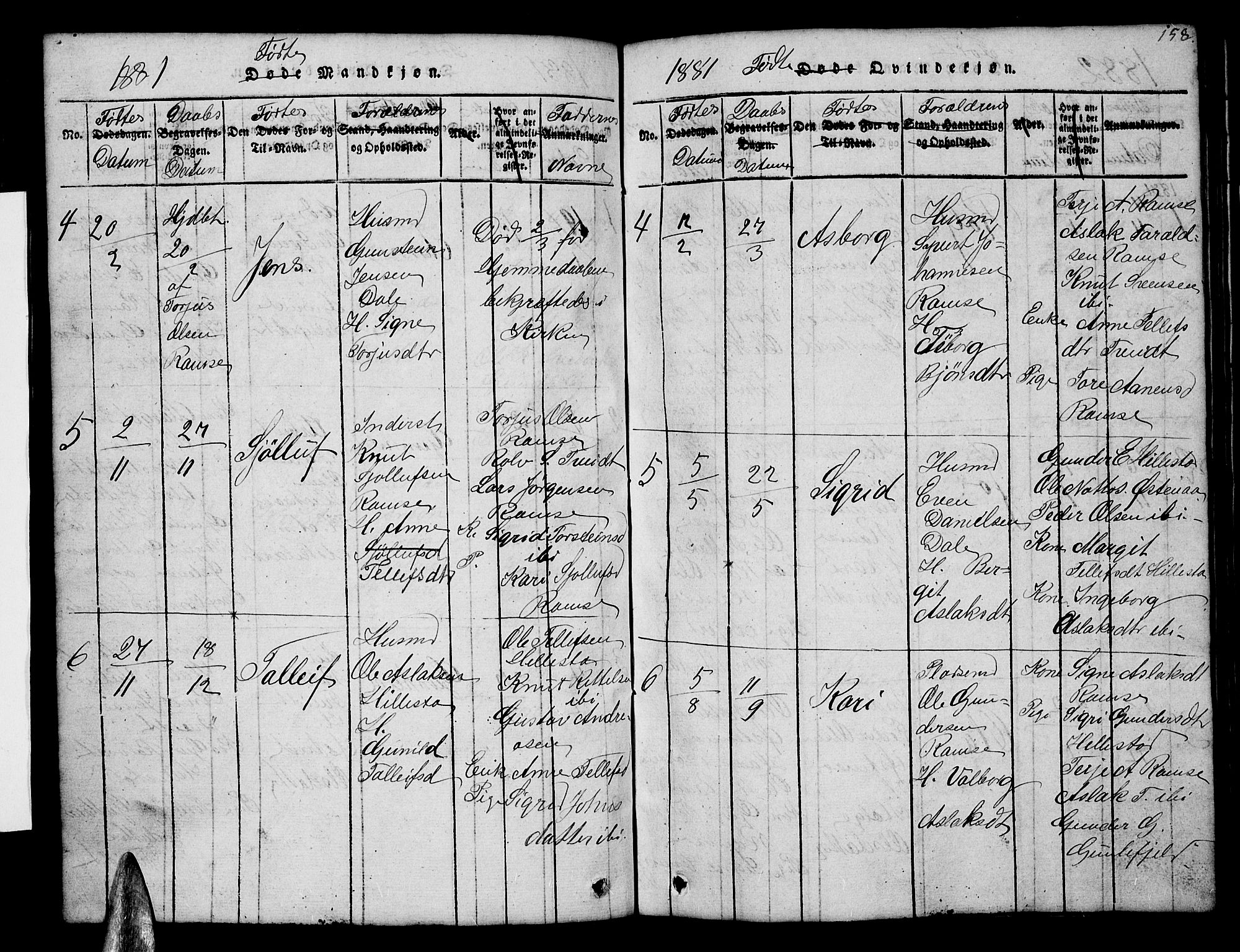 Åmli sokneprestkontor, AV/SAK-1111-0050/F/Fb/Fbb/L0001: Parish register (copy) no. B 1, 1816-1889, p. 158