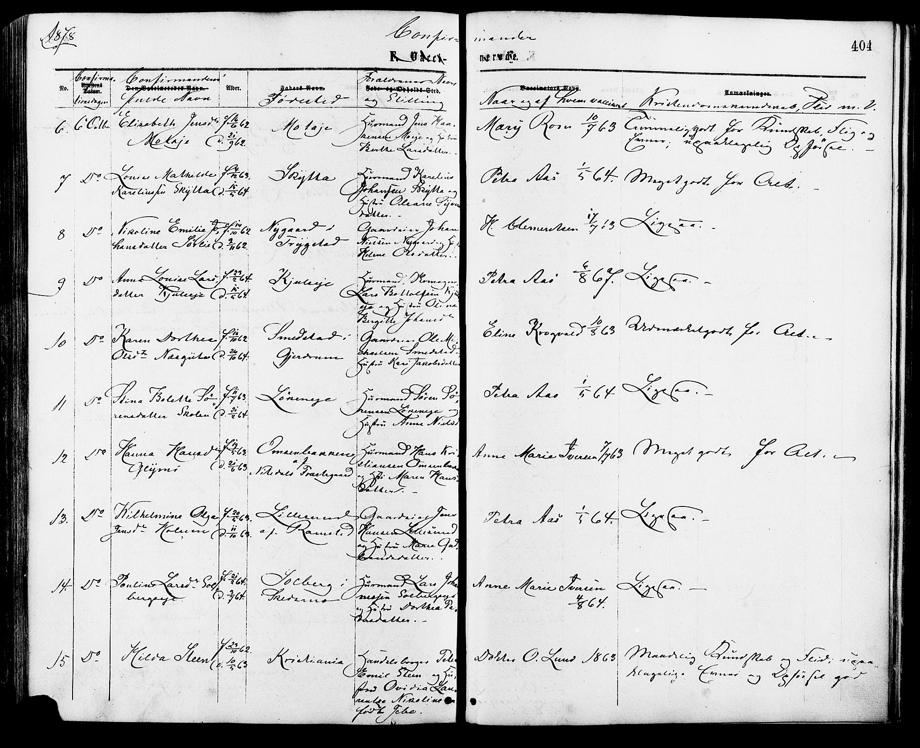 Nittedal prestekontor Kirkebøker, AV/SAO-A-10365a/F/Fa/L0006: Parish register (official) no. I 6, 1863-1878, p. 404