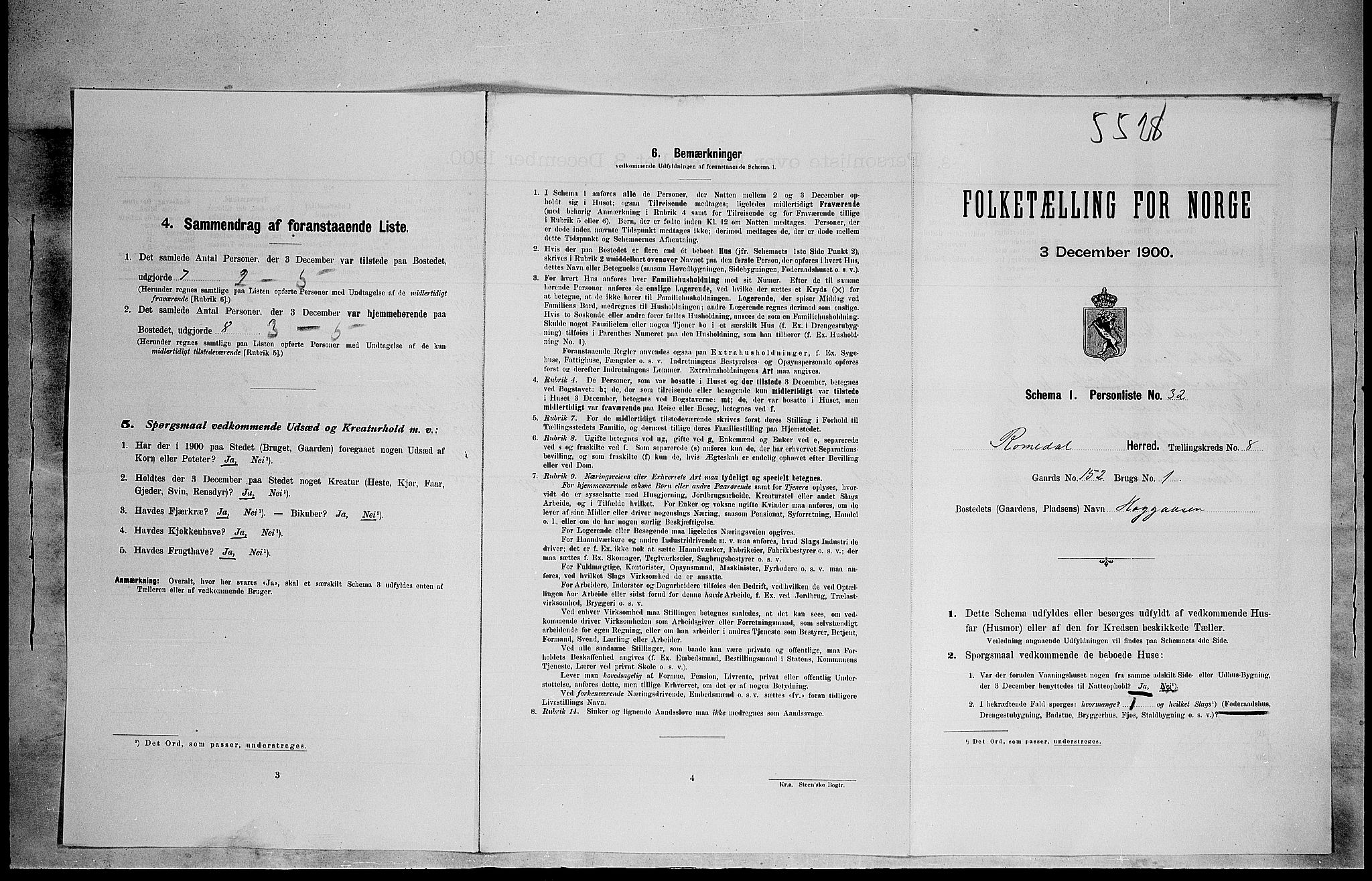 SAH, 1900 census for Romedal, 1900, p. 1306