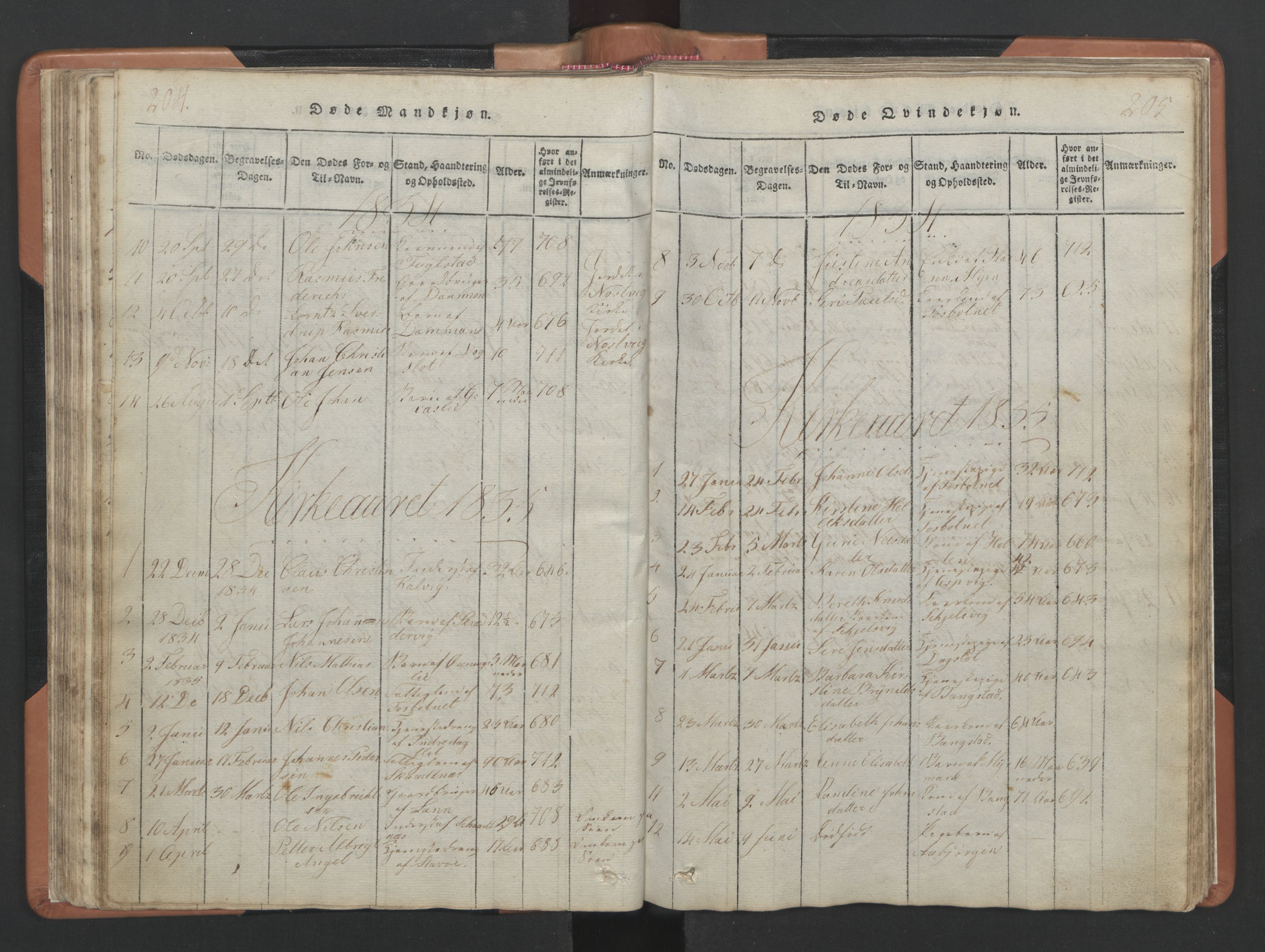 Ministerialprotokoller, klokkerbøker og fødselsregistre - Nordland, AV/SAT-A-1459/810/L0157: Parish register (copy) no. 810C01, 1819-1842, p. 204-205