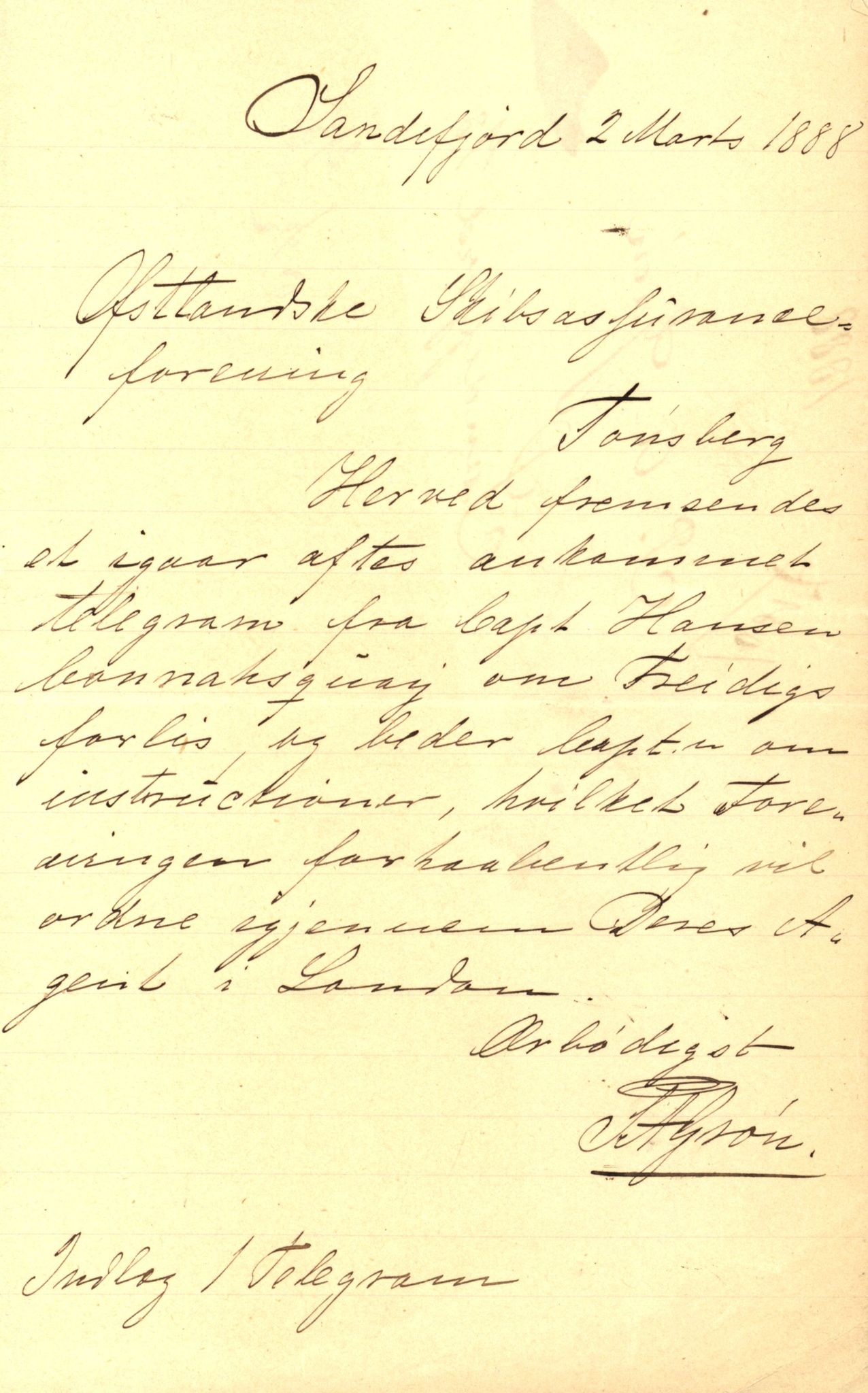 Pa 63 - Østlandske skibsassuranceforening, VEMU/A-1079/G/Ga/L0023/0002: Havaridokumenter / Flora, Frank, Freidig, Sophie, Wilhelmine, 1888, p. 63