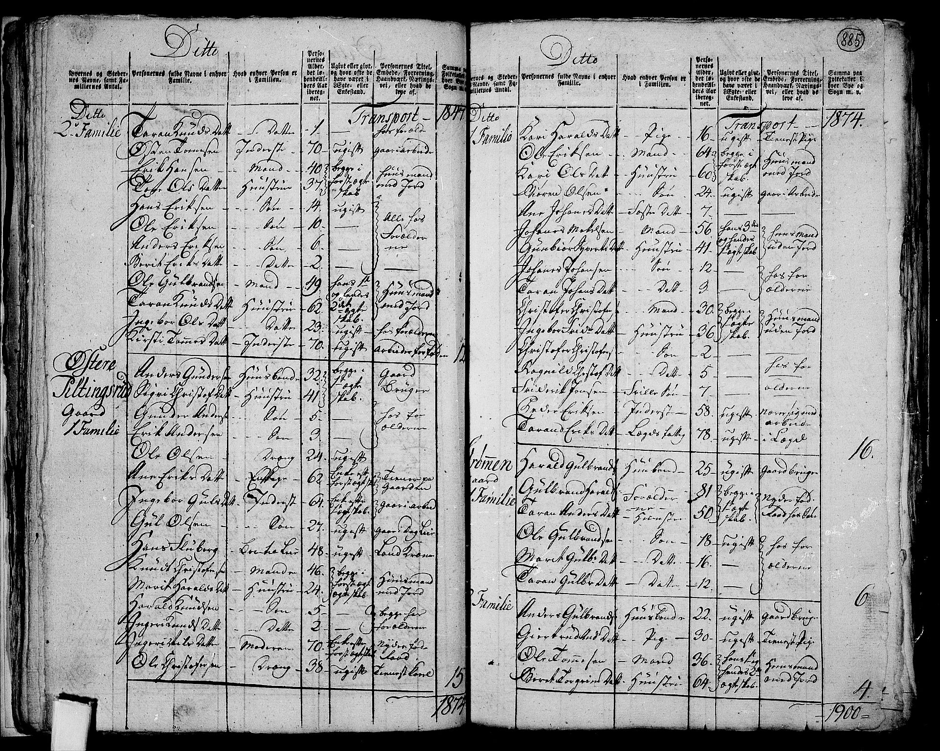 RA, 1801 census for 0542P Aurdal, 1801, p. 884b-885a