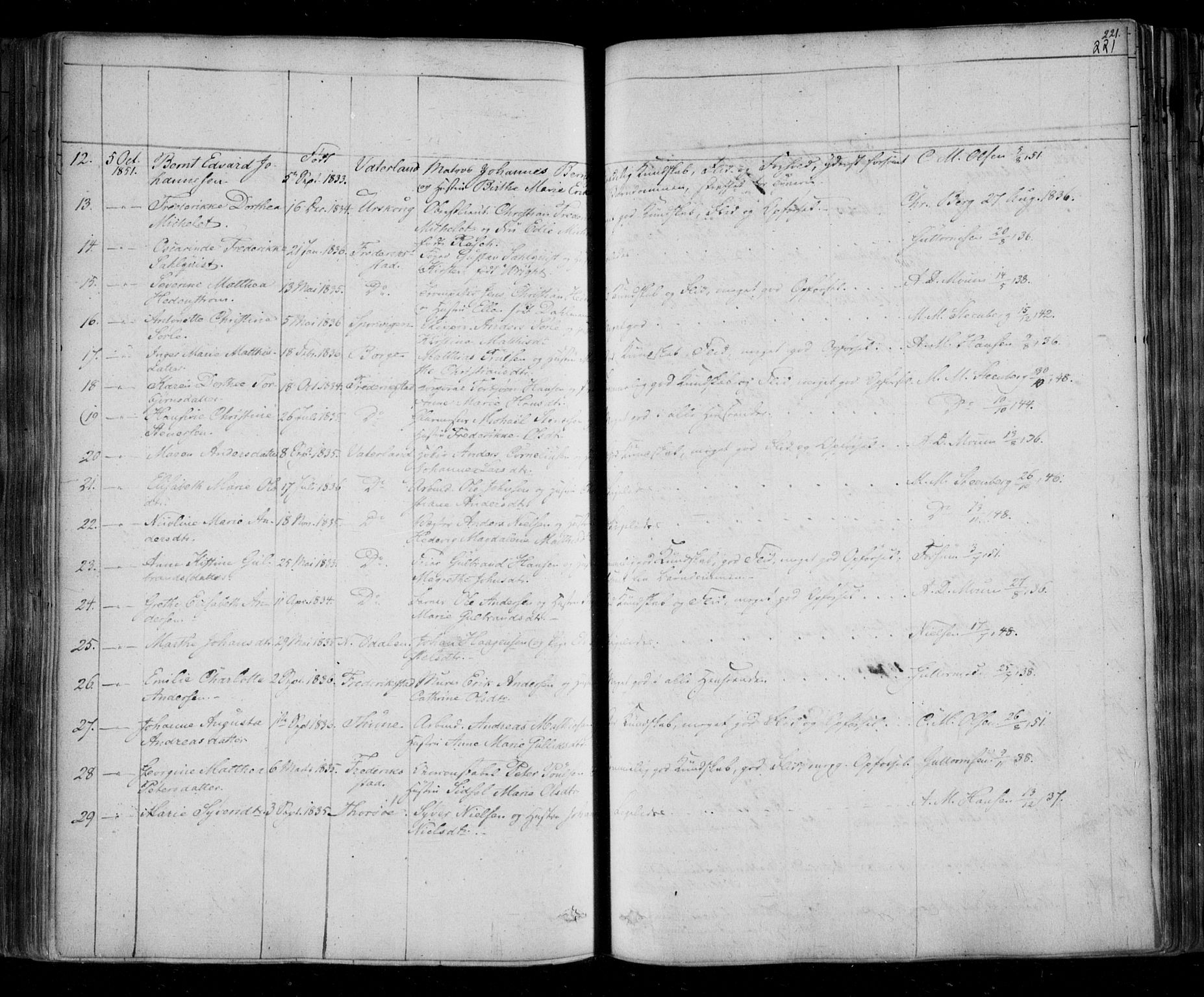 Fredrikstad prestekontor Kirkebøker, AV/SAO-A-11082/F/Fa/L0005: Parish register (official) no. 5, 1835-1856, p. 221