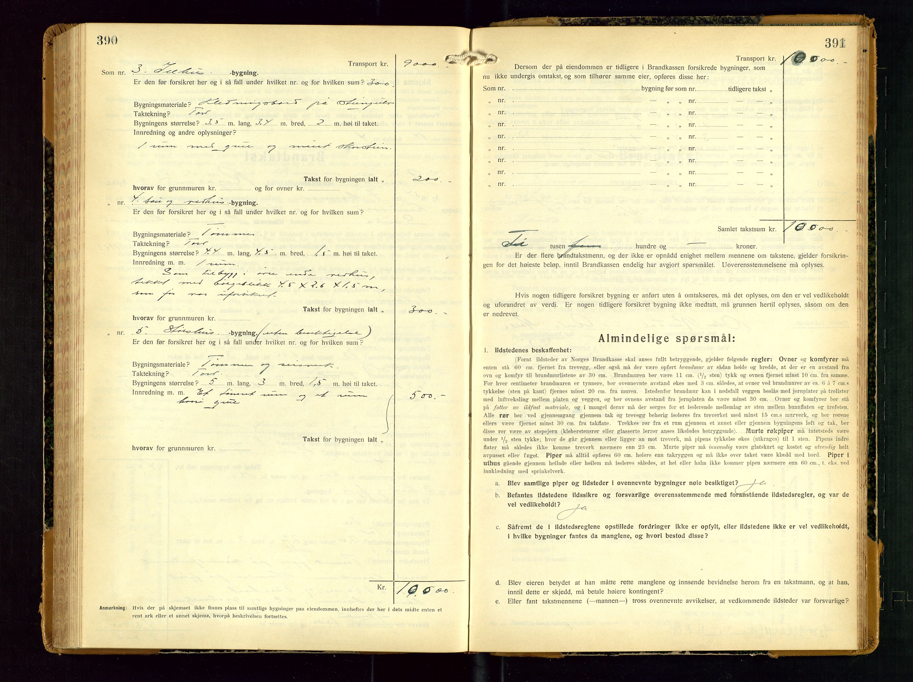 Sauda lensmannskontor, SAST/A-100177/Gob/L0003: Branntakstprotokoll - skjematakst, 1928-1936, p. 390-391