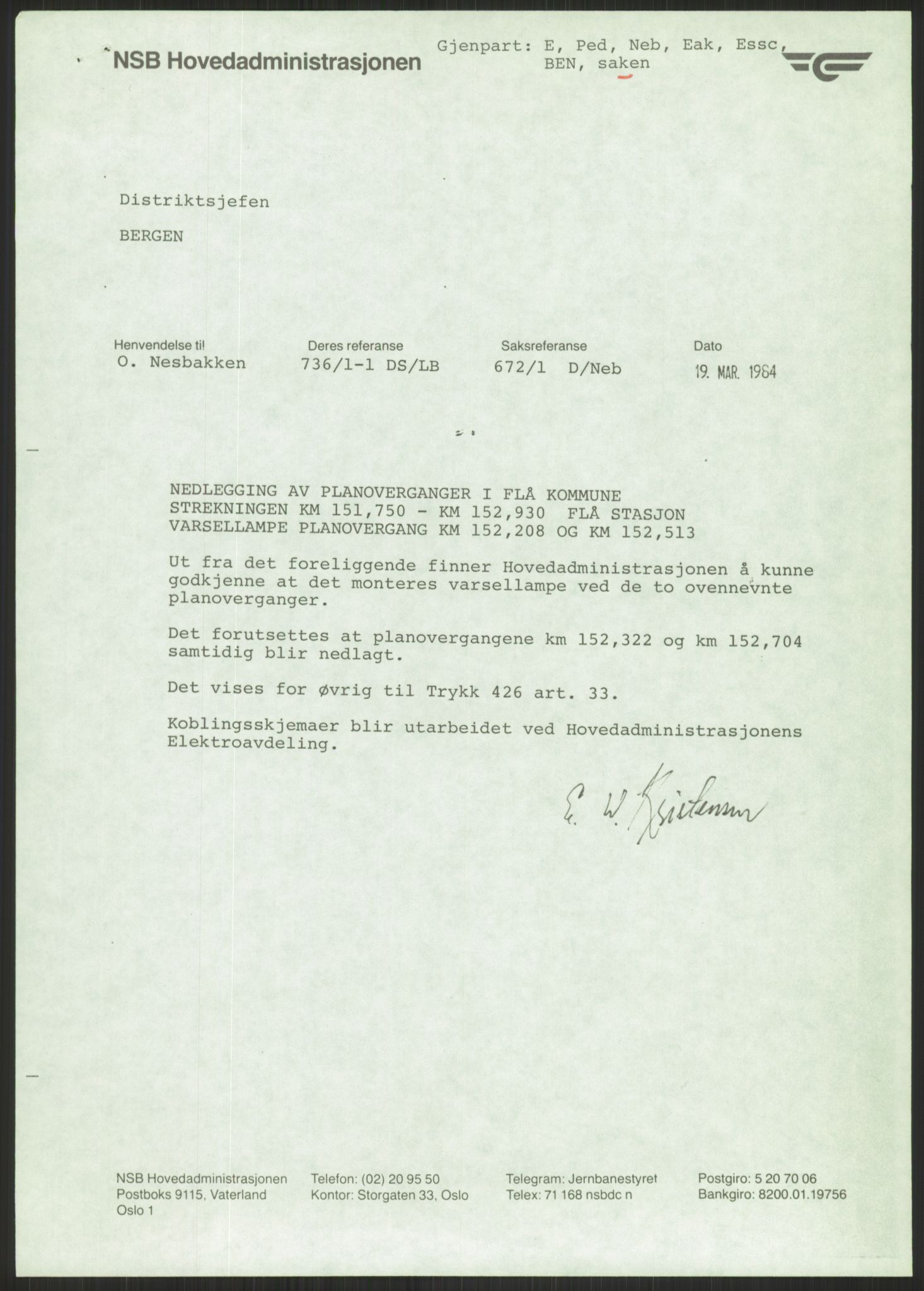 Norges Statsbaner, Driftsavdelingen, AV/RA-S-5409/D/L0499/0001: Planoverganger. Bergen distrikt / Planoverganger på Bergensbanen m/sidelinjer (med tegninger) (4 fotografier) (3 mapper), 1961-1986, p. 3