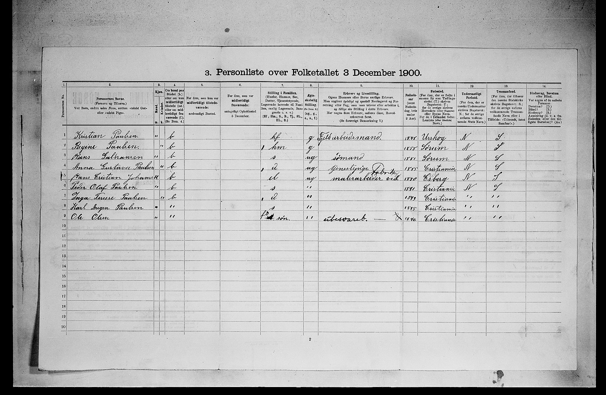 SAO, 1900 census for Kristiania, 1900, p. 15295