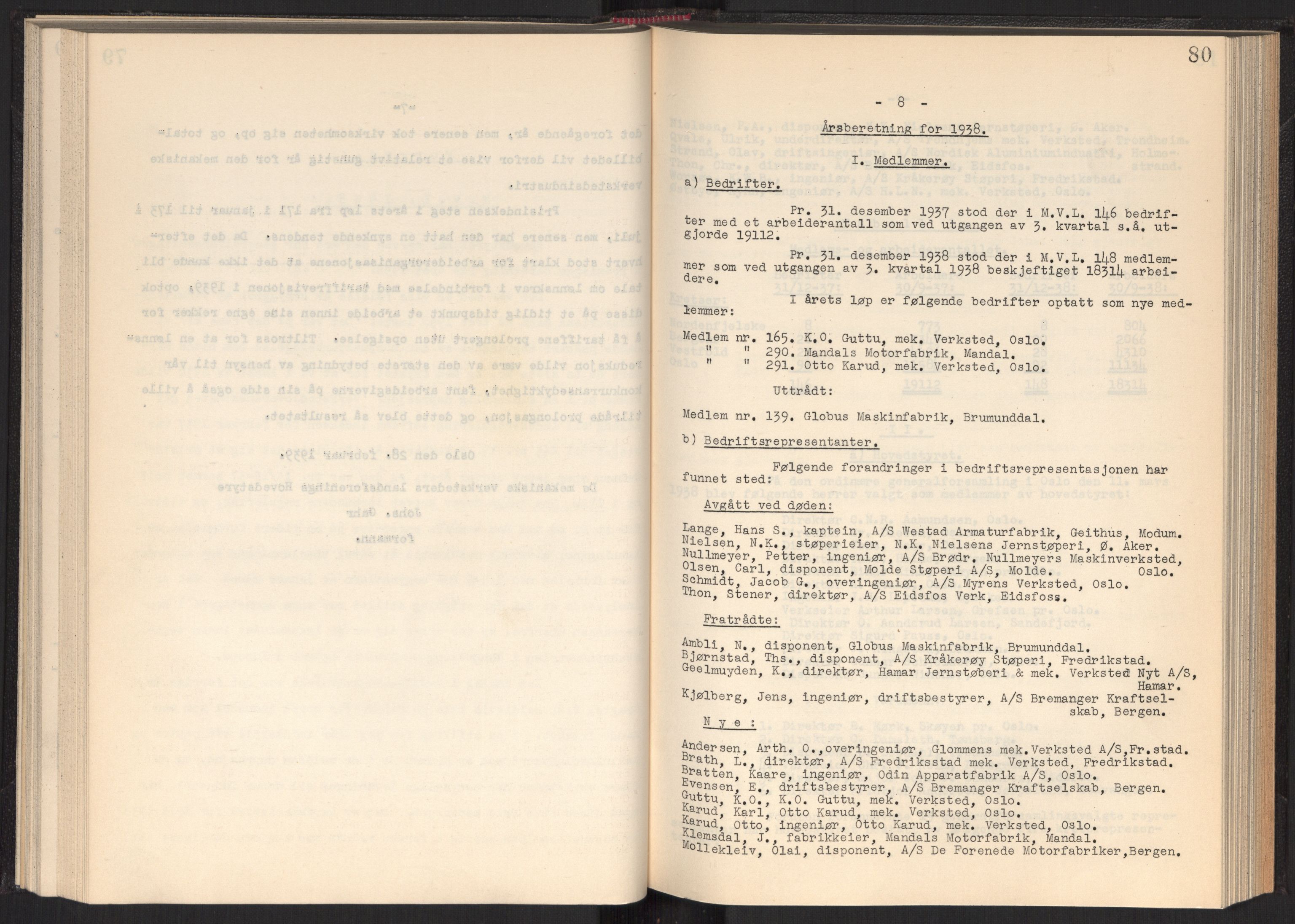 Teknologibedriftenes Landsforening TBL, AV/RA-PA-1700/A/Ad/L0006: Årsberetning med register, 1937-1943, p. 80