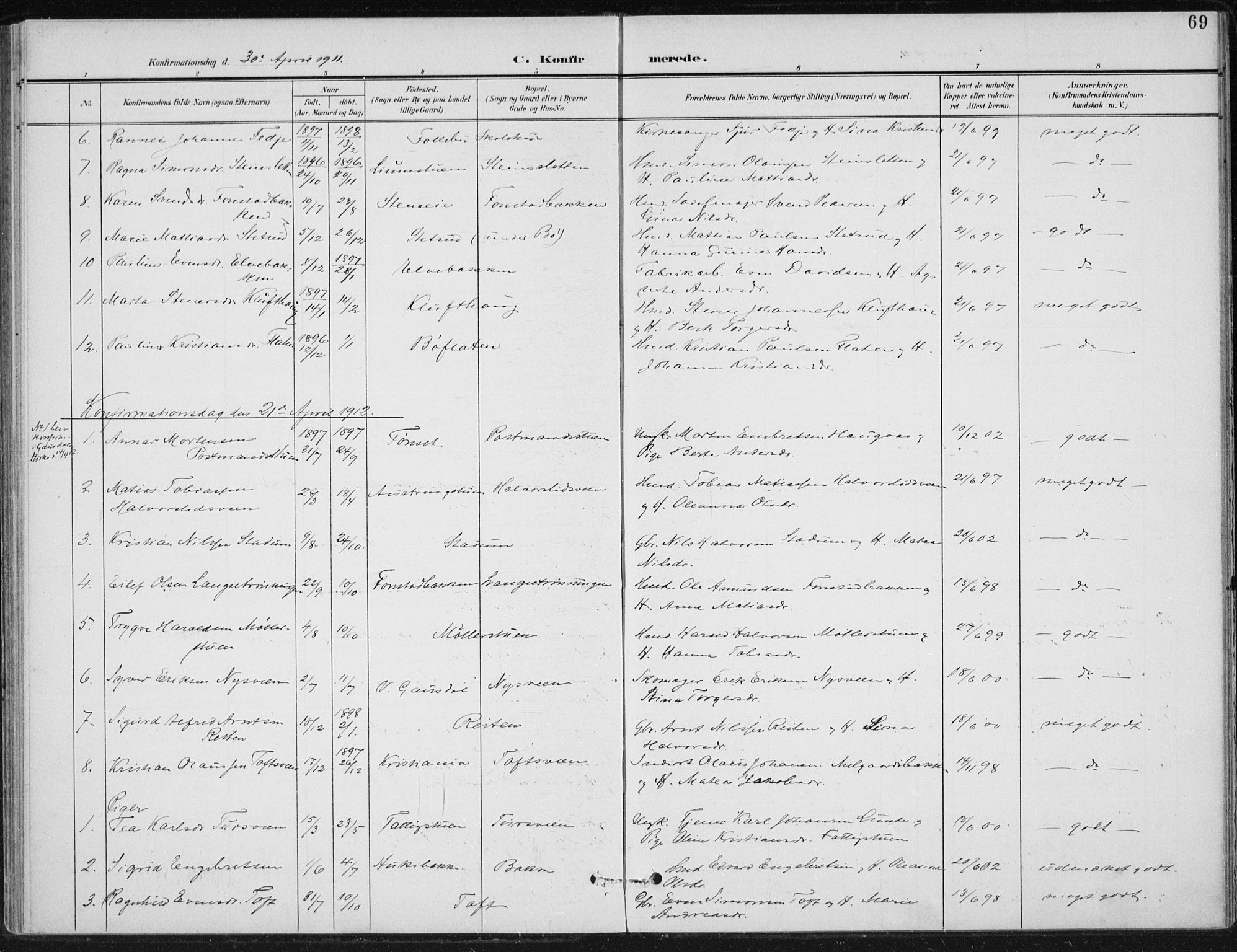 Østre Gausdal prestekontor, SAH/PREST-092/H/Ha/Haa/L0005: Parish register (official) no. 5, 1902-1920, p. 69