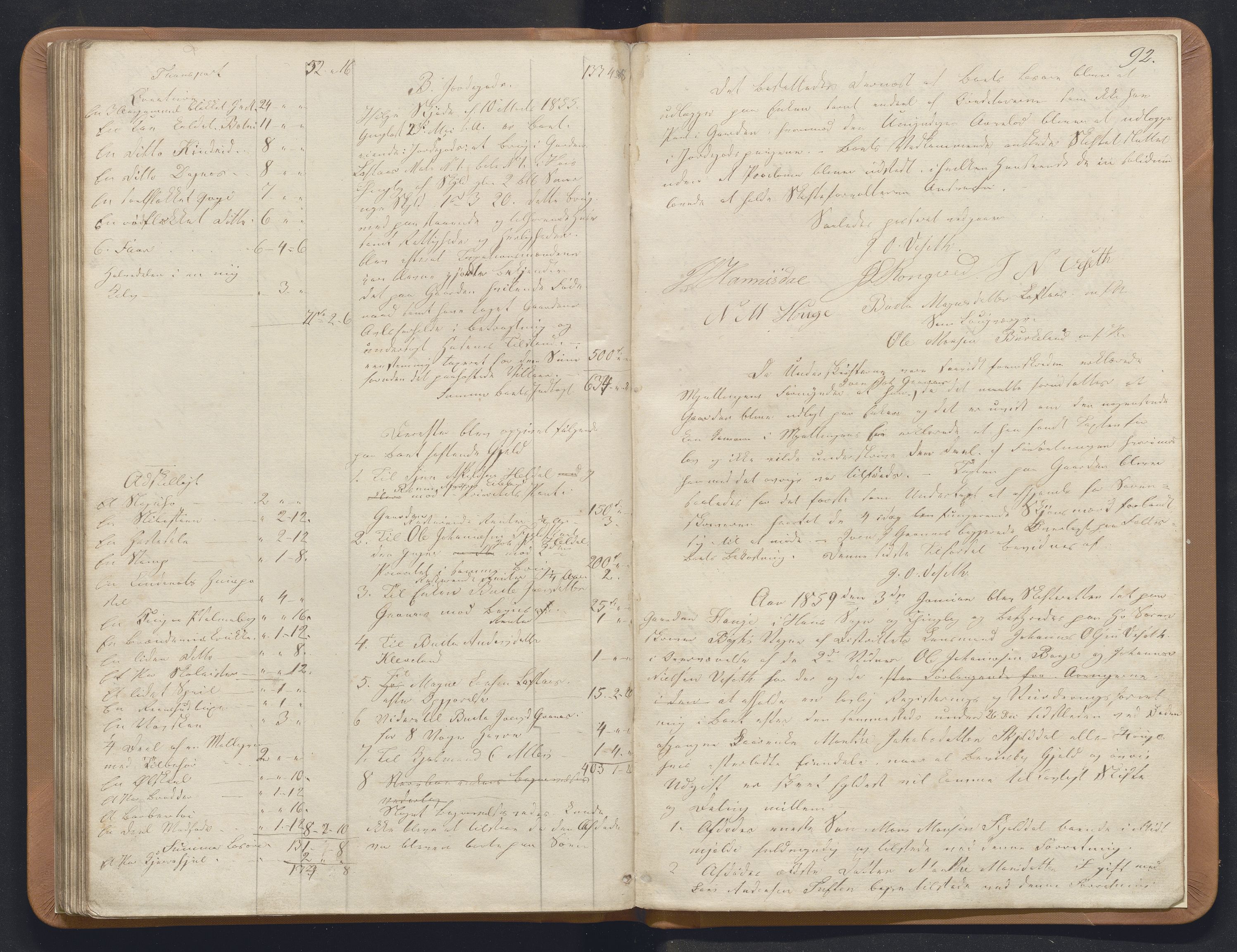 Nordhordland sorenskrivar, AV/SAB-A-2901/1/H/Hb/L0009: Registreringsprotokollar, 1855-1859, p. 92