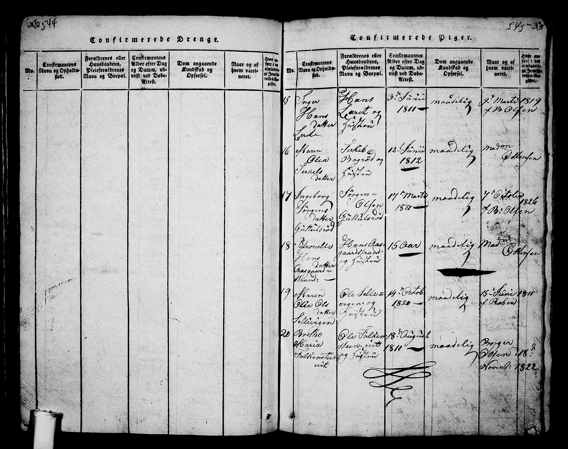 Borre kirkebøker, SAKO/A-338/G/Ga/L0001: Parish register (copy) no. I 1, 1815-1851, p. 544-545