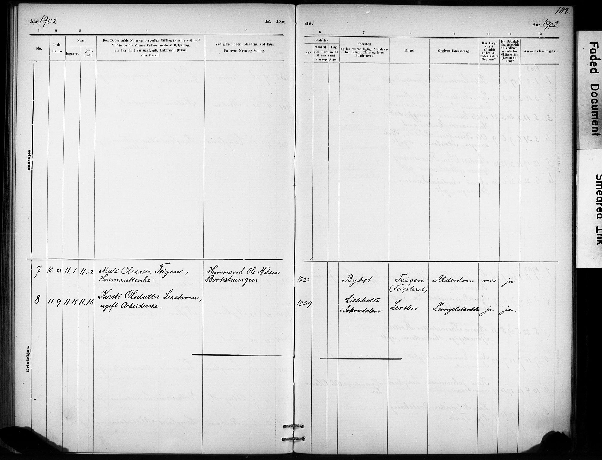 Ministerialprotokoller, klokkerbøker og fødselsregistre - Sør-Trøndelag, SAT/A-1456/693/L1119: Parish register (official) no. 693A01, 1887-1905, p. 102
