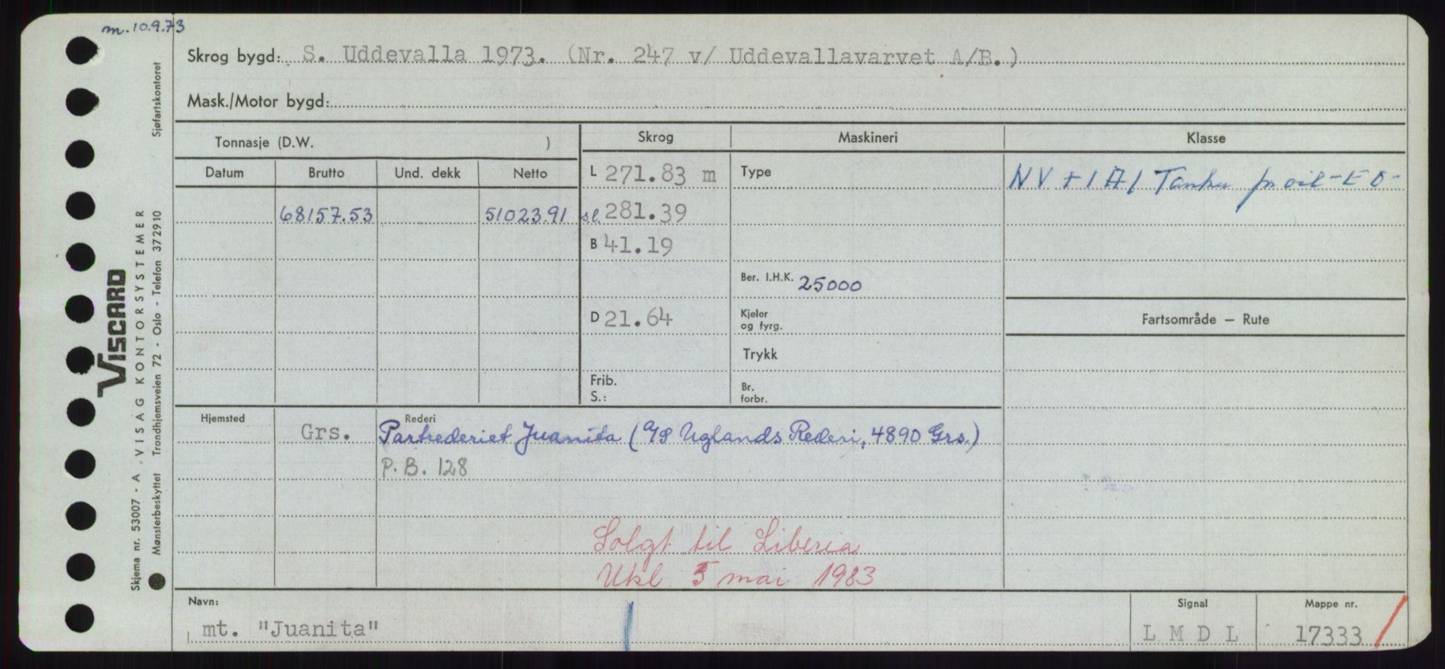 Sjøfartsdirektoratet med forløpere, Skipsmålingen, RA/S-1627/H/Hd/L0019: Fartøy, J, p. 613