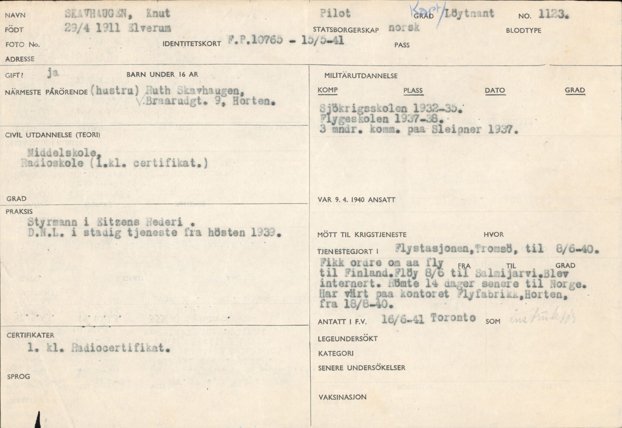 Forsvaret, Forsvarets overkommando/Luftforsvarsstaben, AV/RA-RAFA-4079/P/Pa/L0028: Personellpapirer, 1911, p. 132