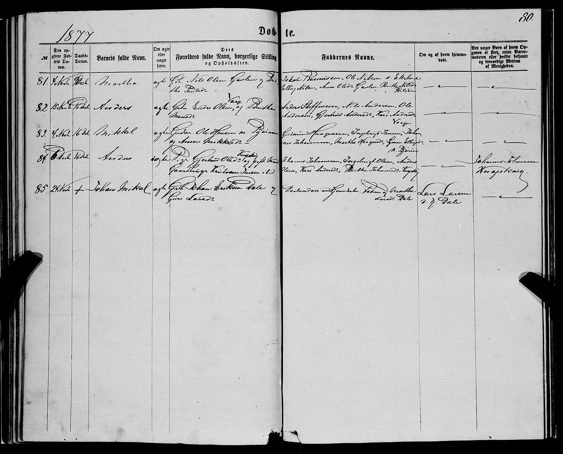 Fjell sokneprestembete, AV/SAB-A-75301/H/Haa: Parish register (official) no. A 3, 1864-1877, p. 80