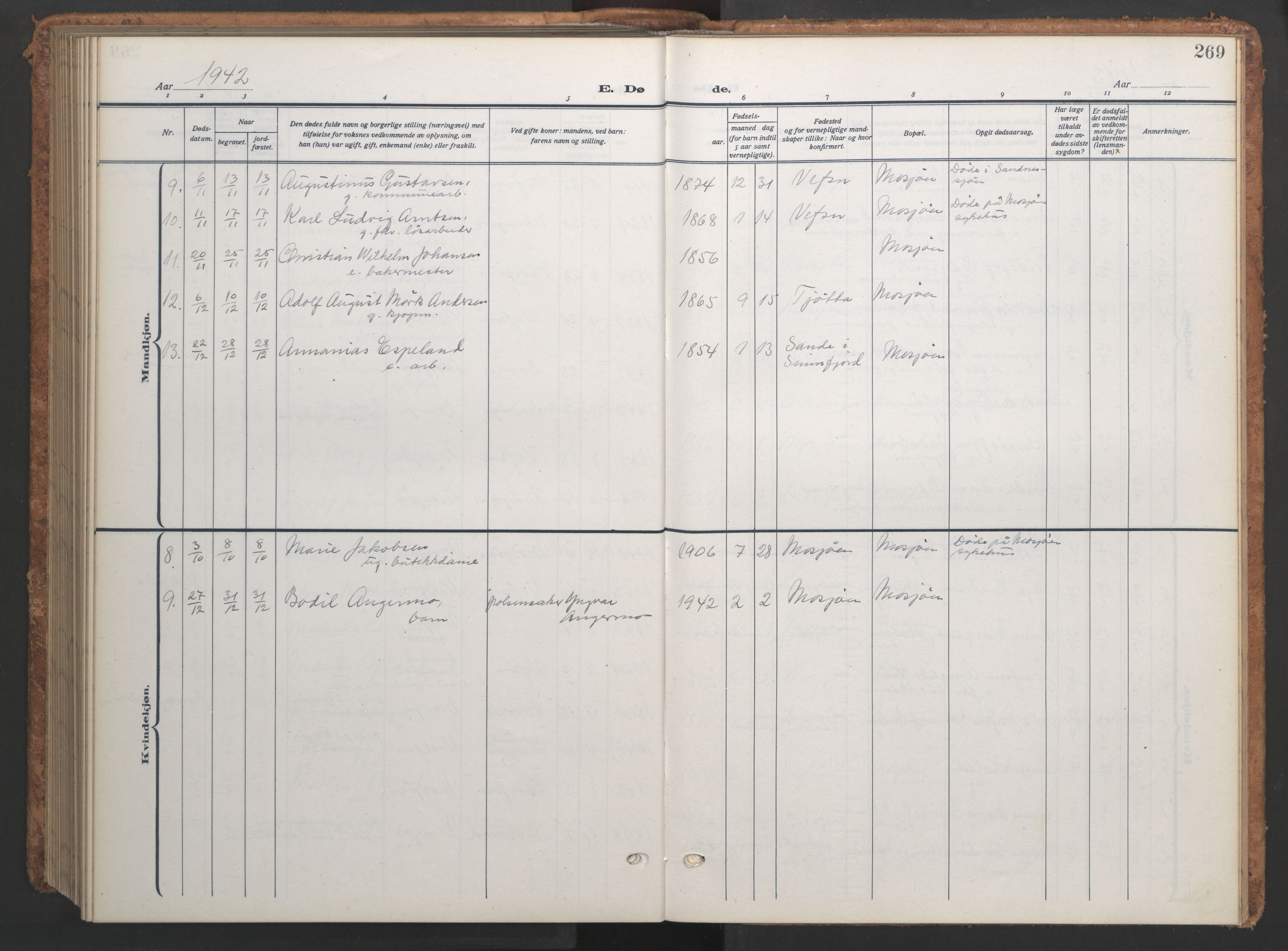 Ministerialprotokoller, klokkerbøker og fødselsregistre - Nordland, SAT/A-1459/820/L0303: Parish register (copy) no. 820C05, 1917-1952, p. 269