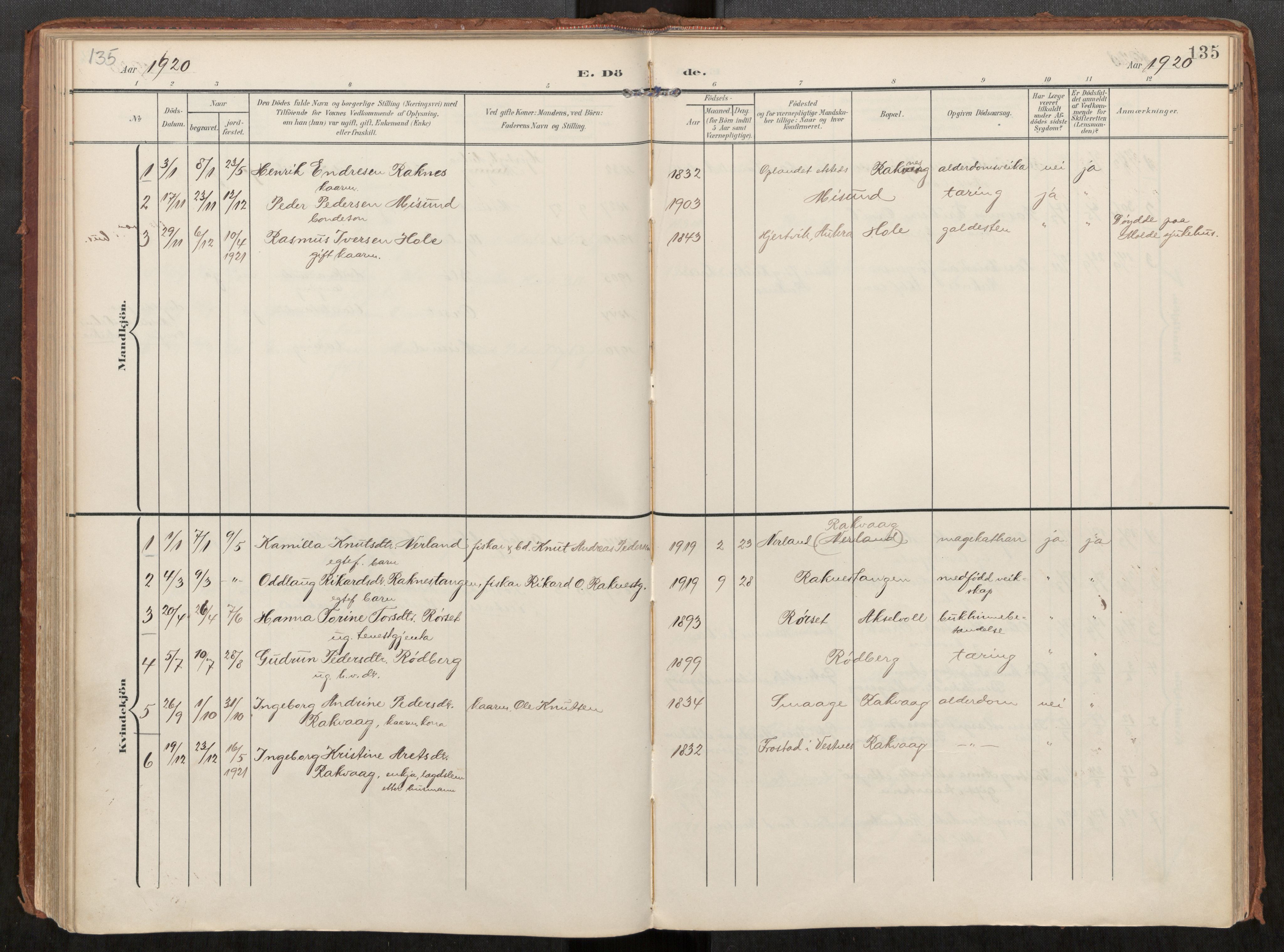 Ministerialprotokoller, klokkerbøker og fødselsregistre - Møre og Romsdal, AV/SAT-A-1454/563/L0740: Parish register (official) no. 563A02, 1903-1923, p. 135