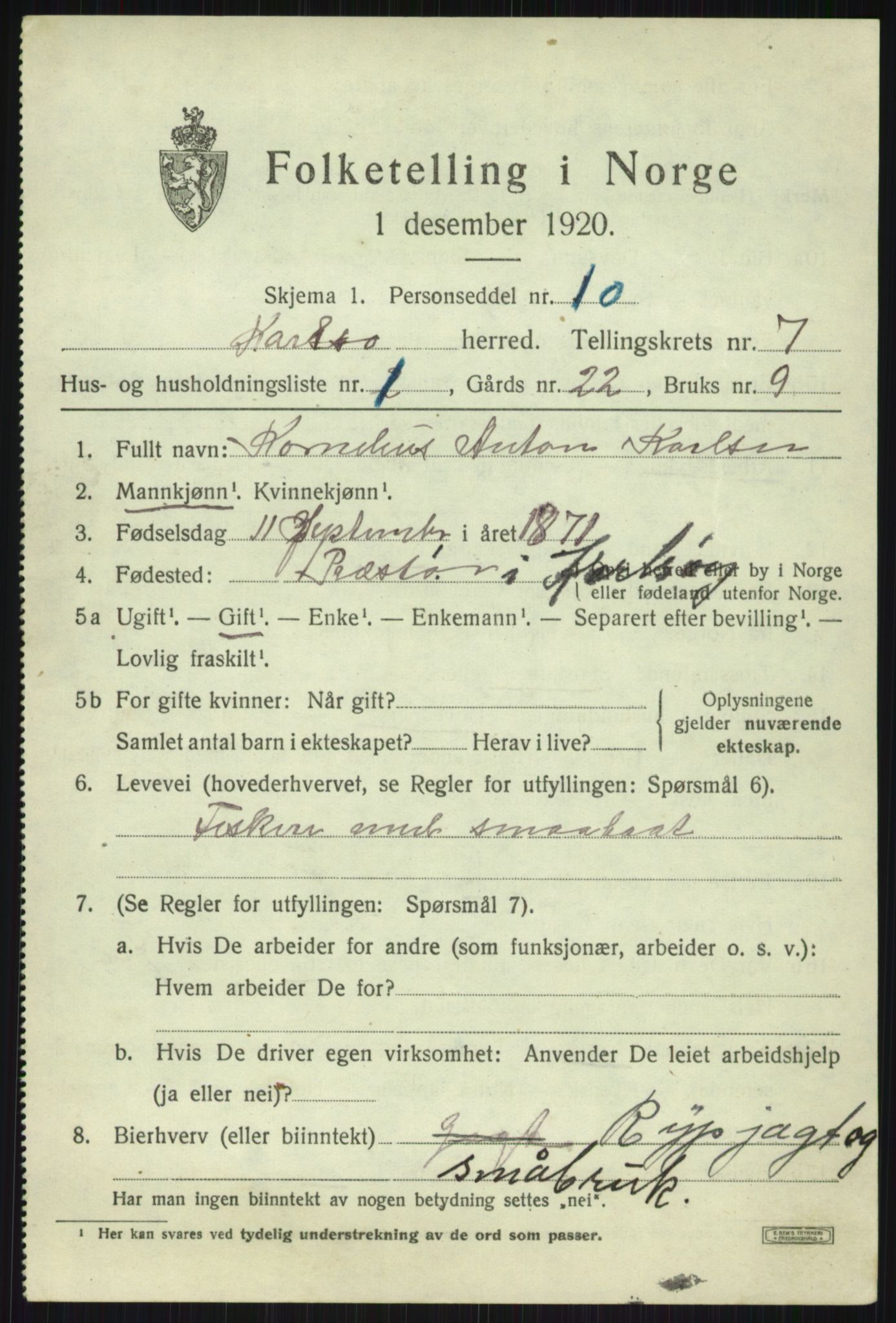 SATØ, 1920 census for Karlsøy, 1920, p. 2638
