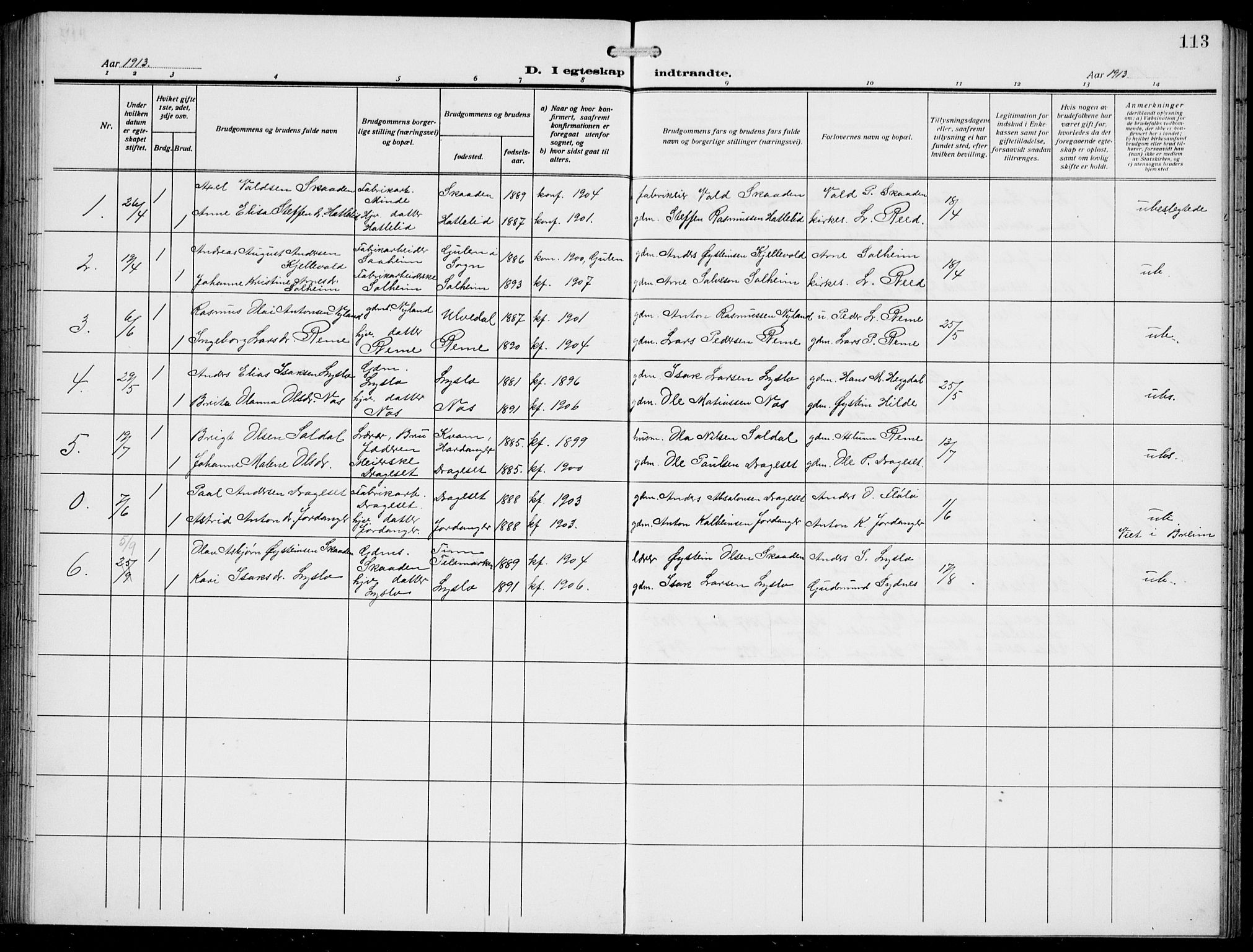 Innvik sokneprestembete, SAB/A-80501: Parish register (copy) no. A 4, 1913-1936, p. 113