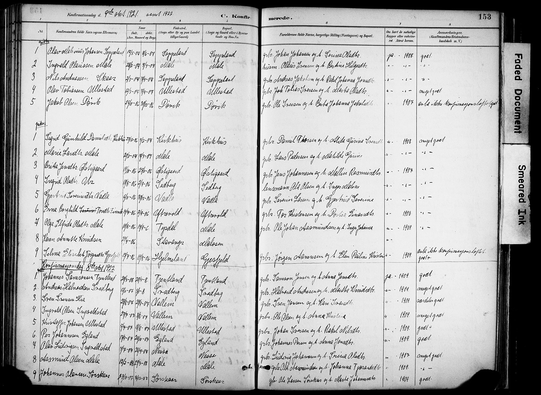 Hjelmeland sokneprestkontor, AV/SAST-A-101843/02/A/L0001: Parish register (official) no. A 16, 1887-1926, p. 153