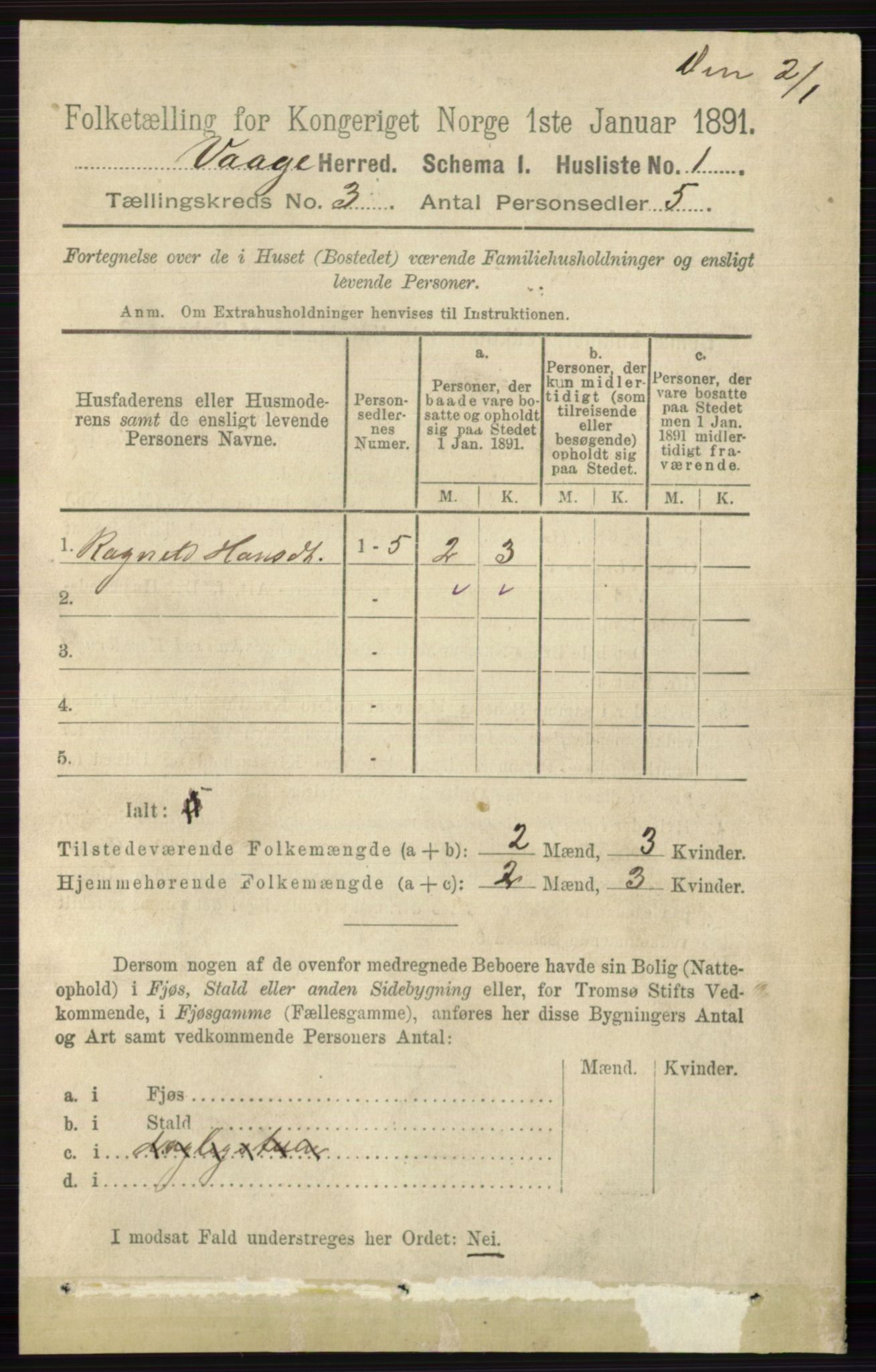 RA, 1891 census for 0515 Vågå, 1891, p. 2241