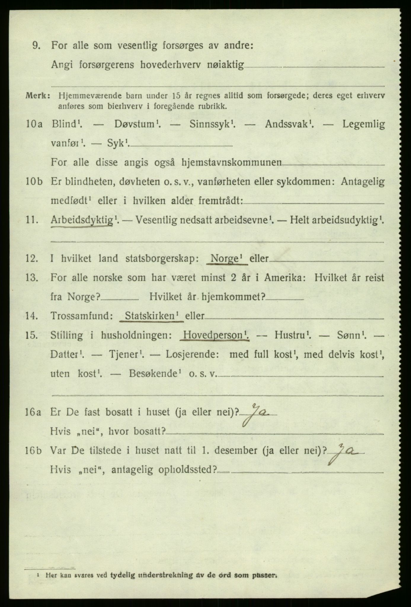 SAB, 1920 census for Hyllestad, 1920, p. 3229