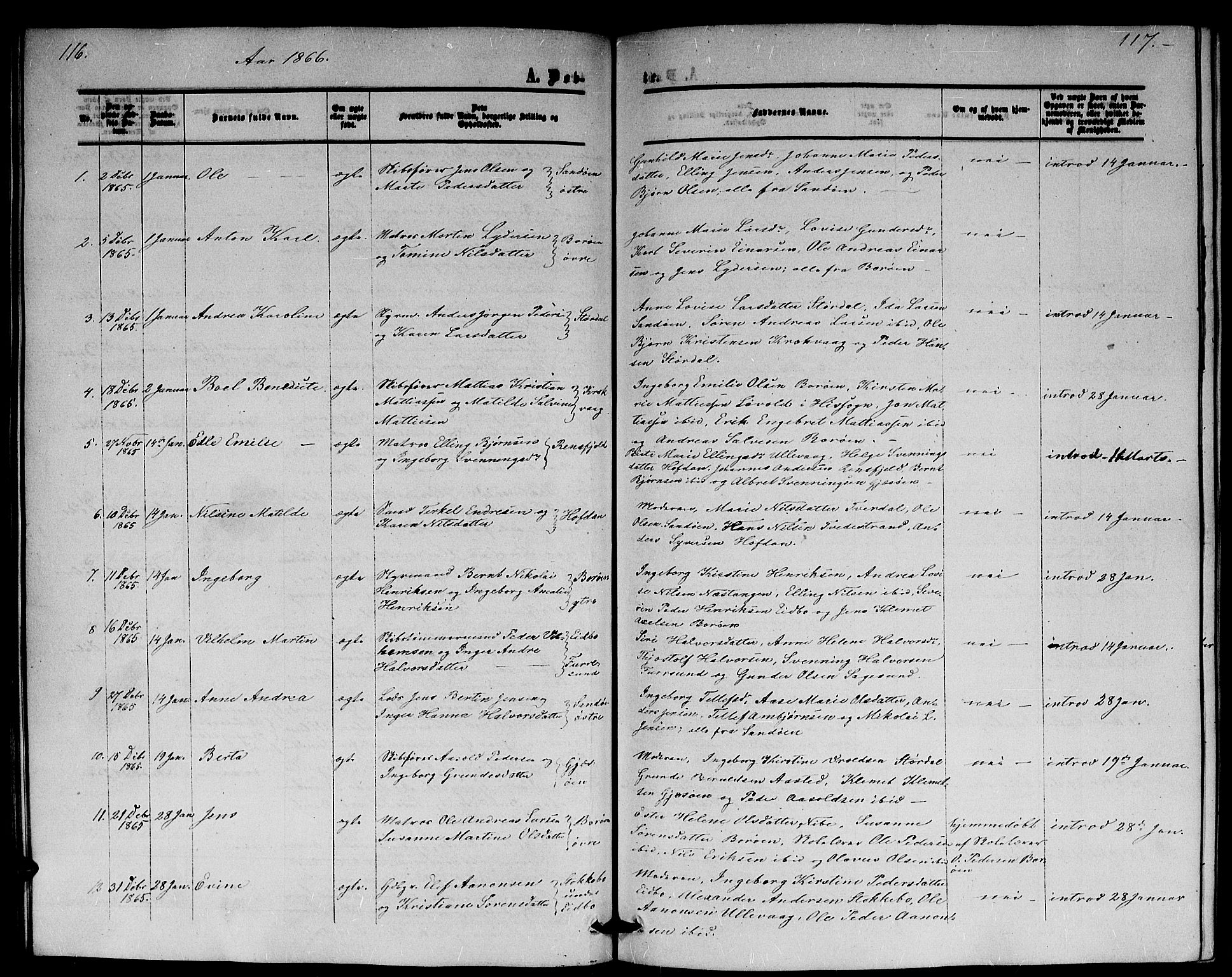 Dypvåg sokneprestkontor, SAK/1111-0007/F/Fb/Fba/L0011: Parish register (copy) no. B 11, 1857-1872, p. 116-117