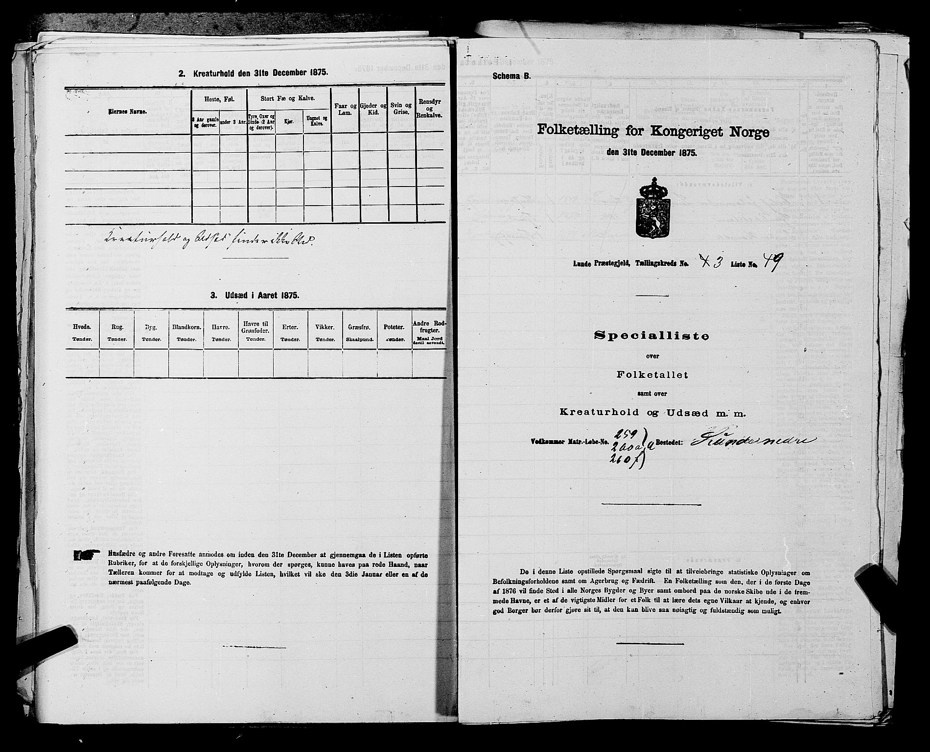 SAKO, 1875 census for 0820P Lunde, 1875, p. 454