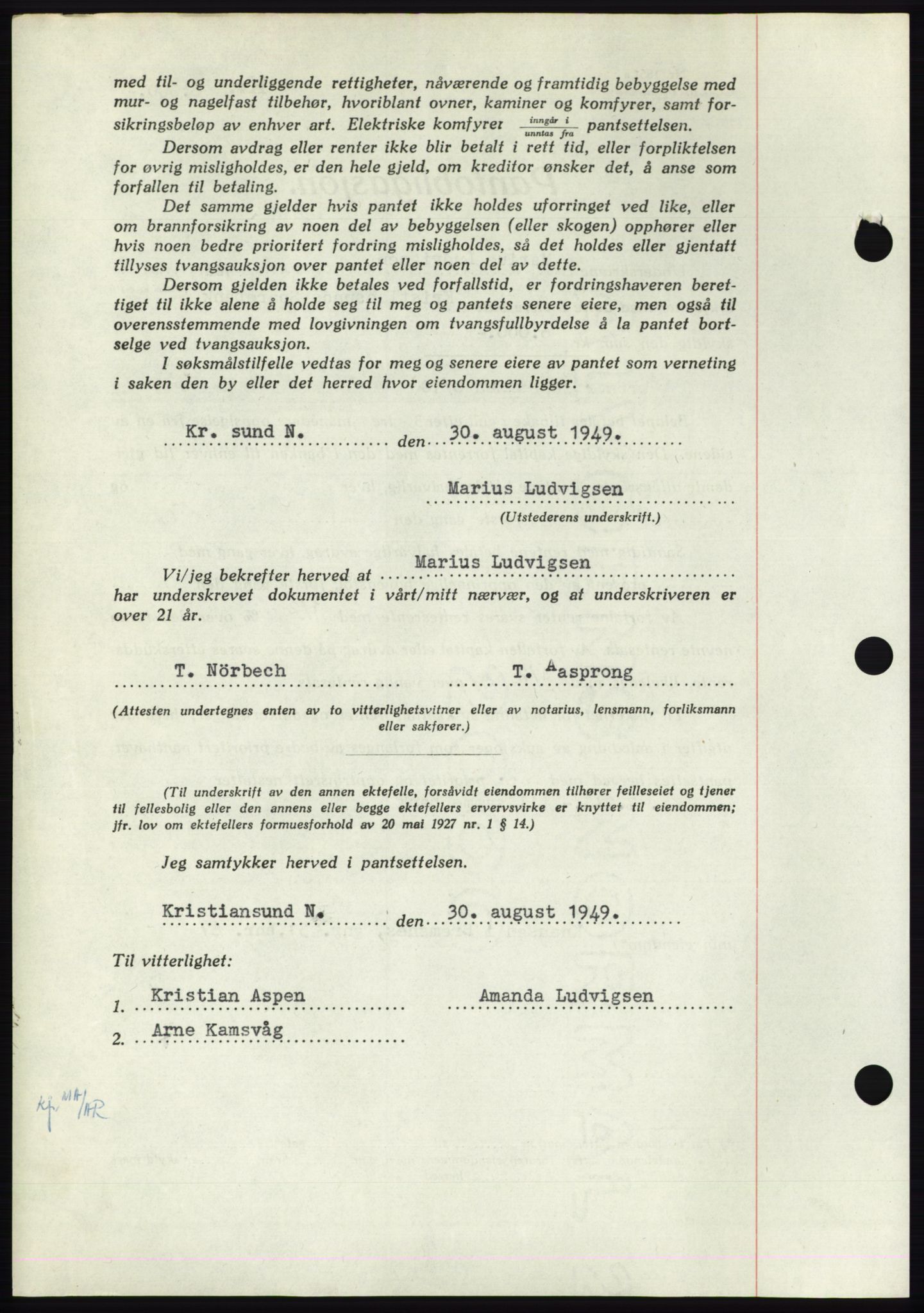 Nordmøre sorenskriveri, AV/SAT-A-4132/1/2/2Ca: Mortgage book no. B102, 1949-1949, Diary no: : 2434/1949