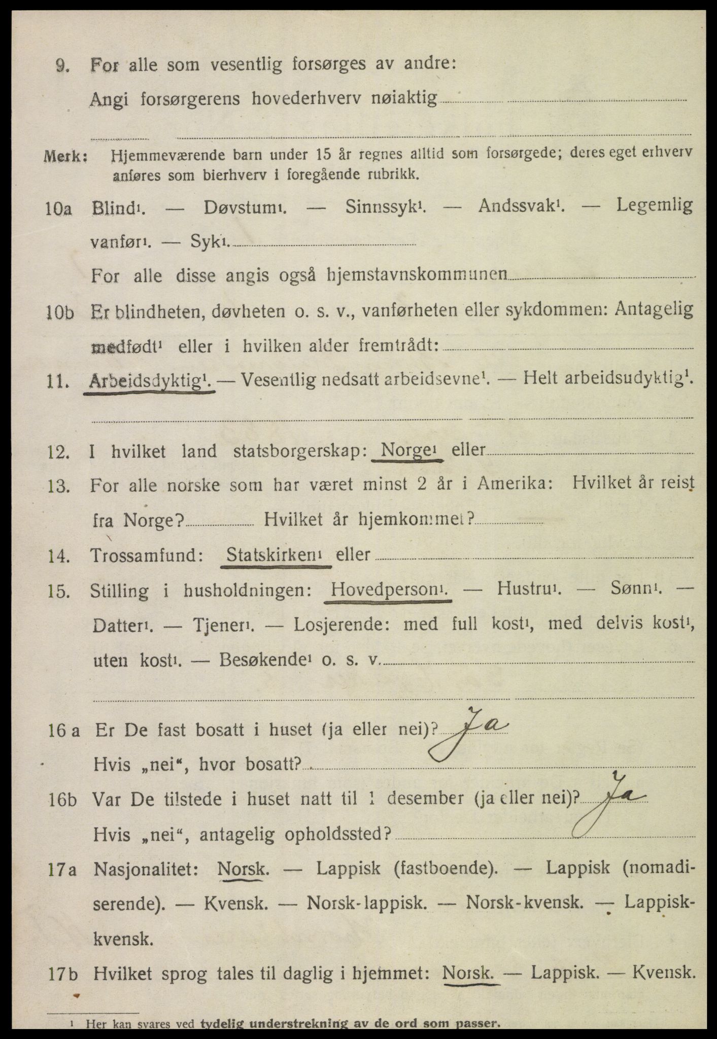 SAT, 1920 census for Snåsa, 1920, p. 1081