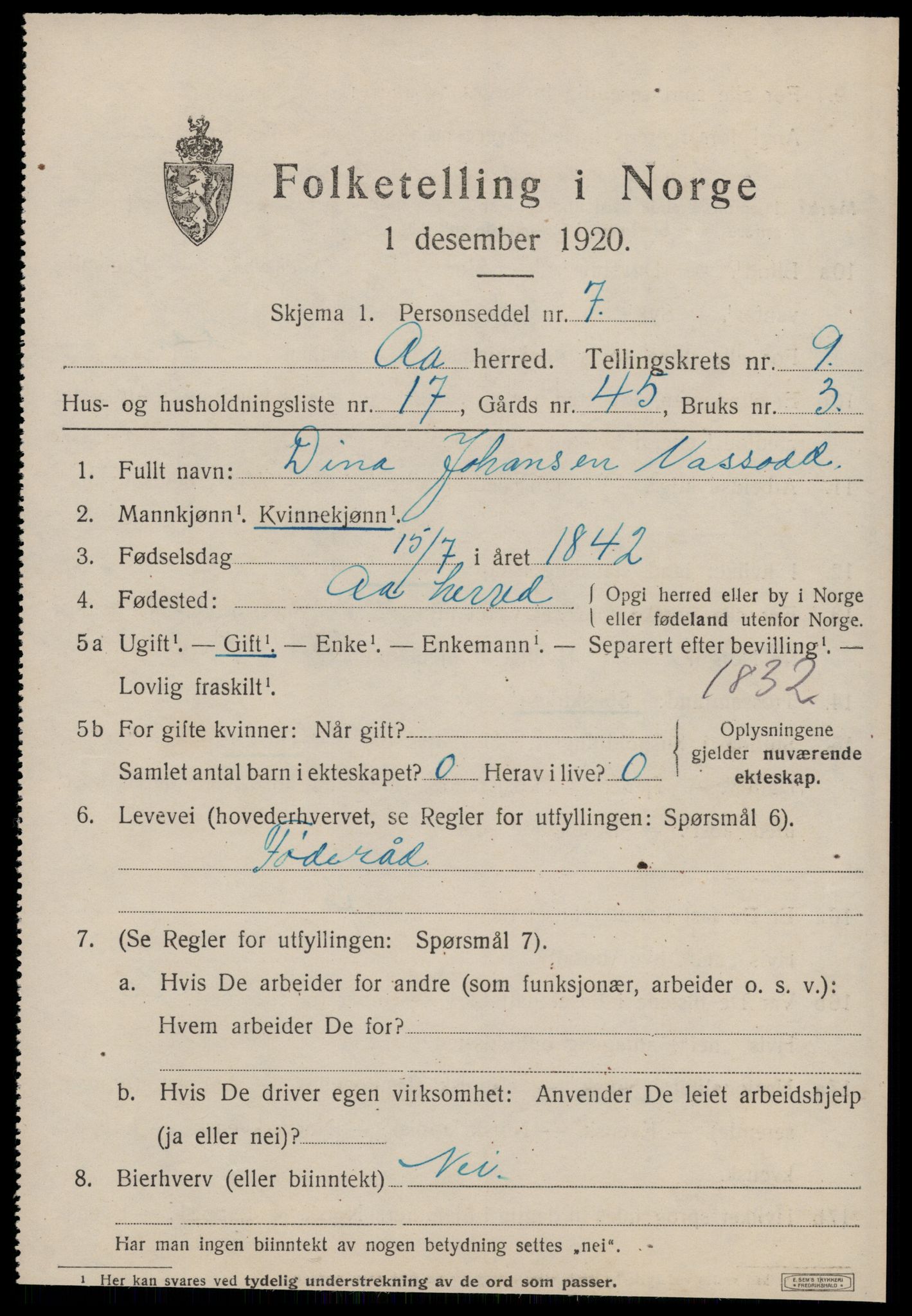 SAT, 1920 census for Å, 1920, p. 4006