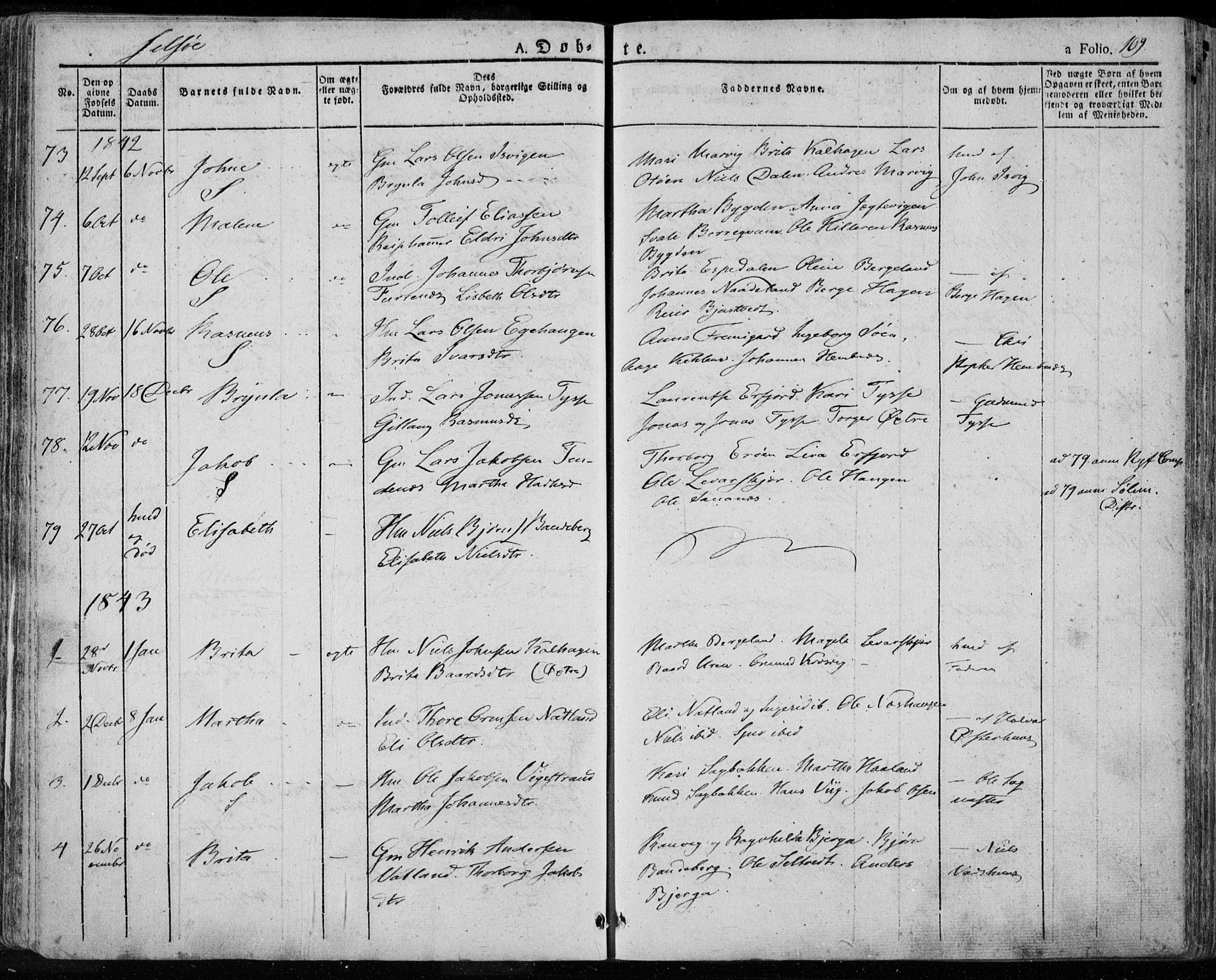 Jelsa sokneprestkontor, SAST/A-101842/01/IV: Parish register (official) no. A 6.1, 1828-1853, p. 109