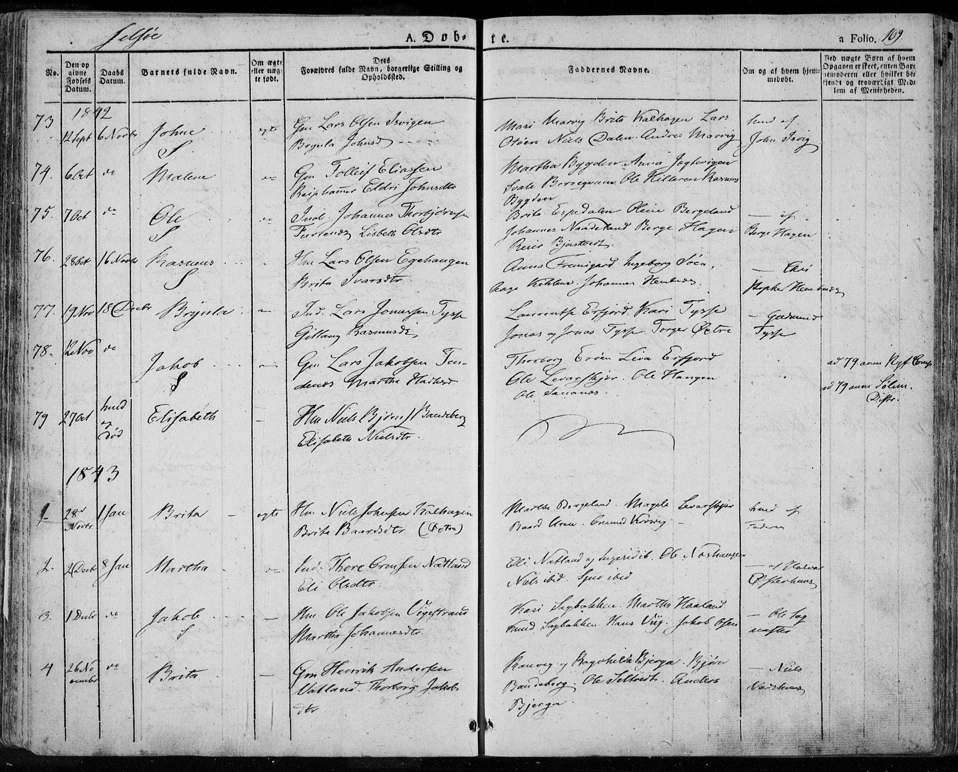 Jelsa sokneprestkontor, AV/SAST-A-101842/01/IV: Parish register (official) no. A 6.1, 1828-1853, p. 109