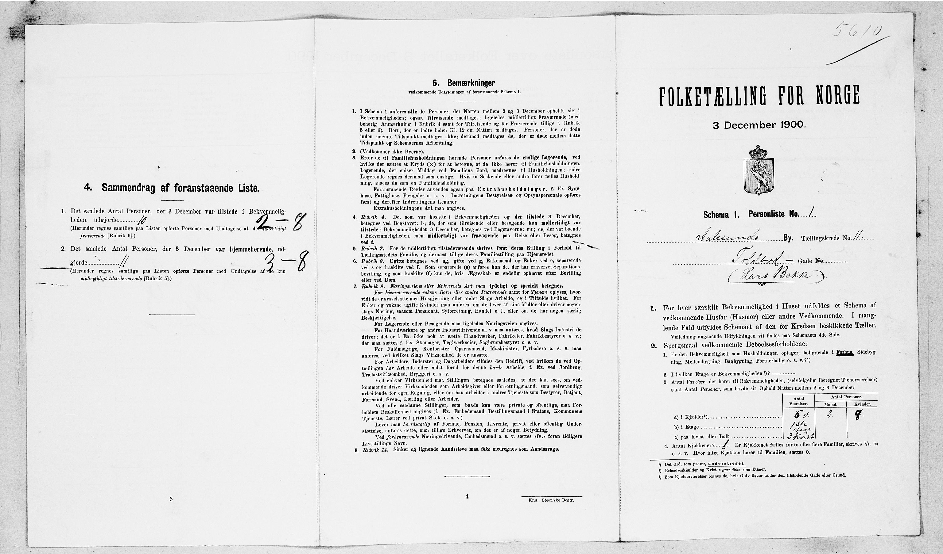 SAT, 1900 census for Ålesund, 1900, p. 6036